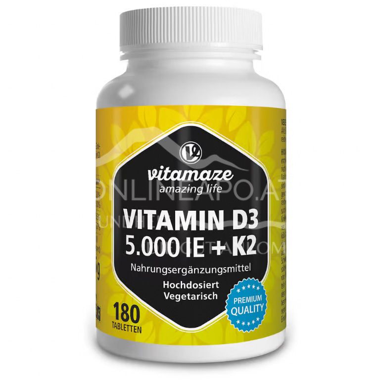Vitamaze Vitamin D3 5.000 IE + K2 100 mcg hochdosiert Tabletten
