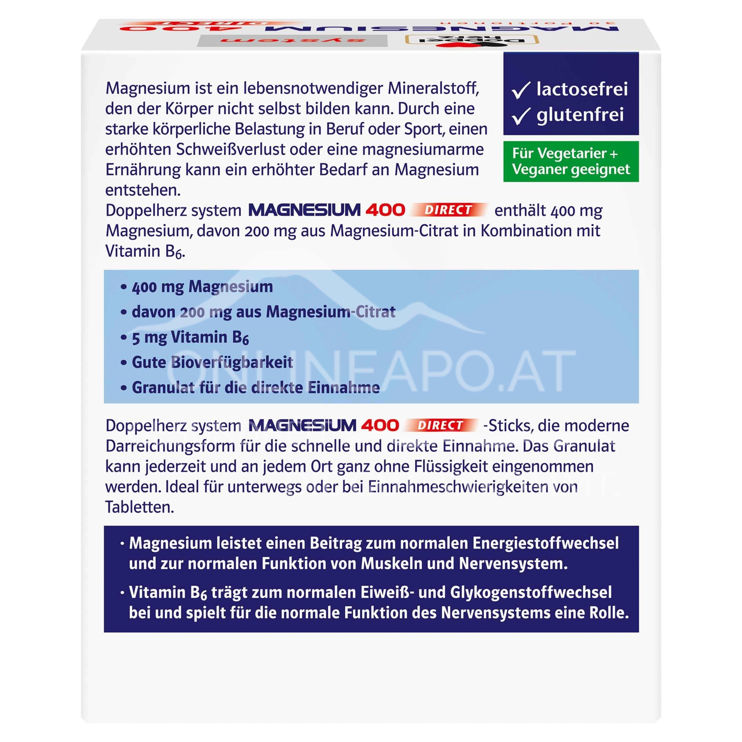 Doppelherz system MAGNESIUM 400 DIRECT Granulat Sticks