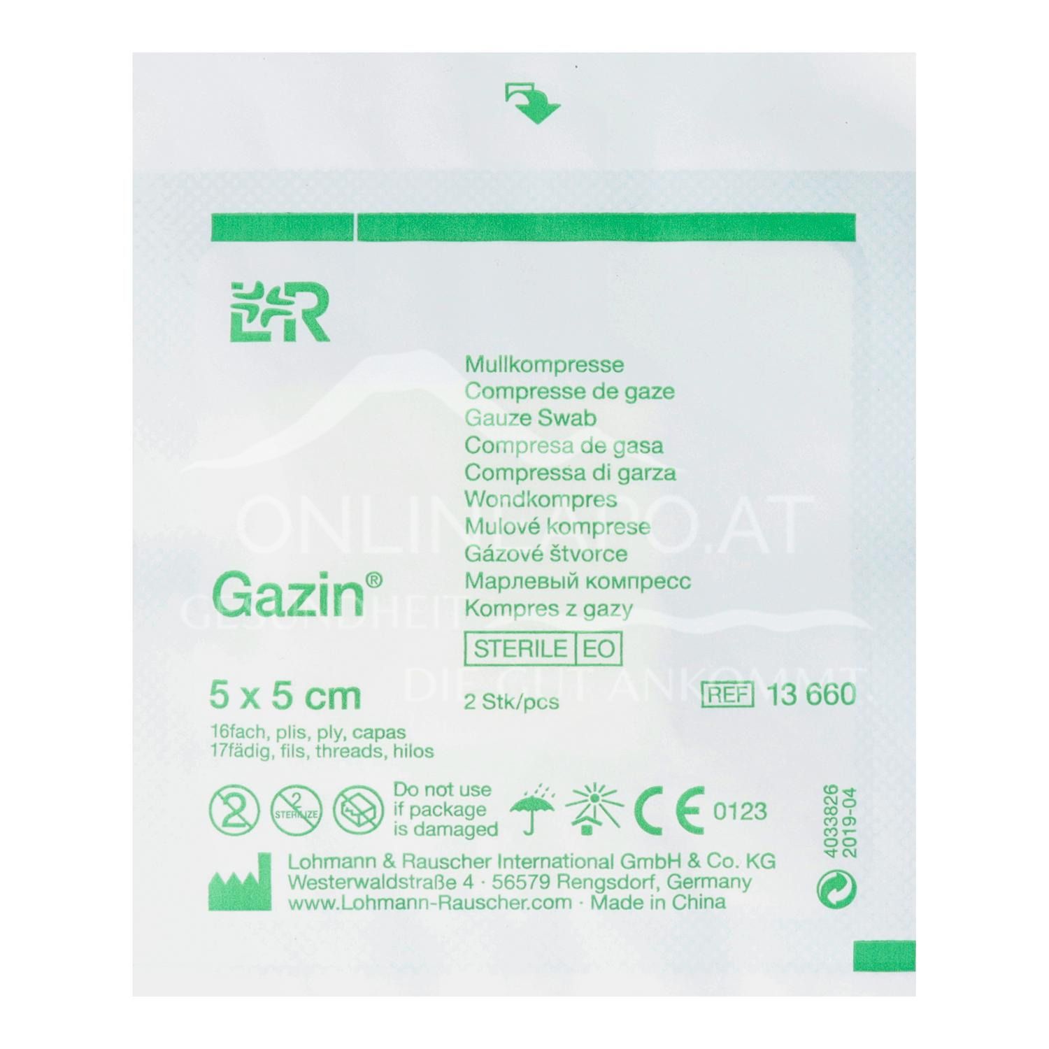 Gazin® gauze compresses sterile, 16-ply, 17-thread, 5 x 5 cm