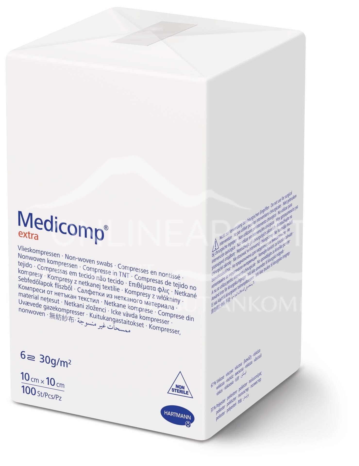 Medicomp® extra Vliesstoff Kompressen unsteril, 6-fach, 10 x 10 cm