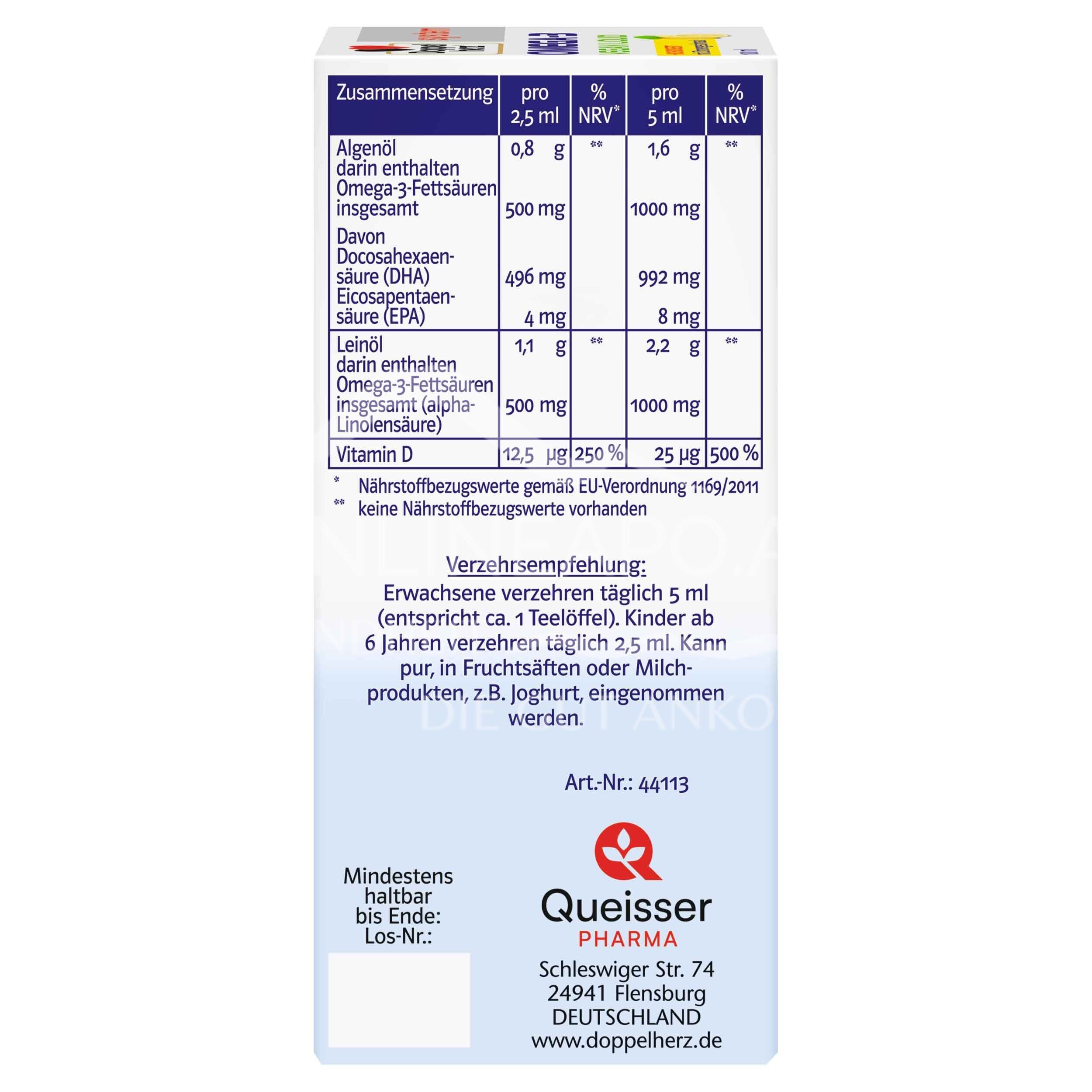 Doppelherz system OMEGA-3 VEGAN LIQUID 2000 algae oil, linseed oil drops