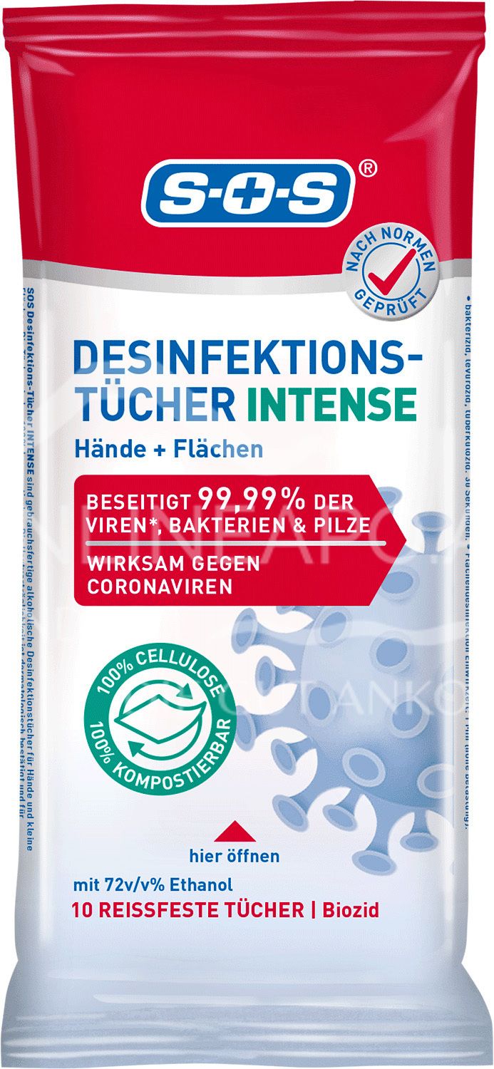 SOS® Desinfektions-Tücher Intense - Hand + Fläche