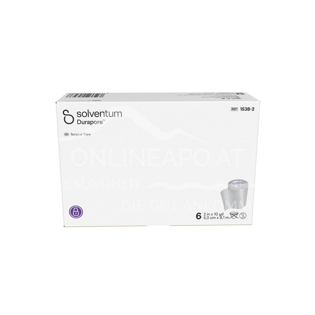 Solventum™ Durapore™ Kunstseidenpflaster, 1538-2, 5 cm x 9,1 m