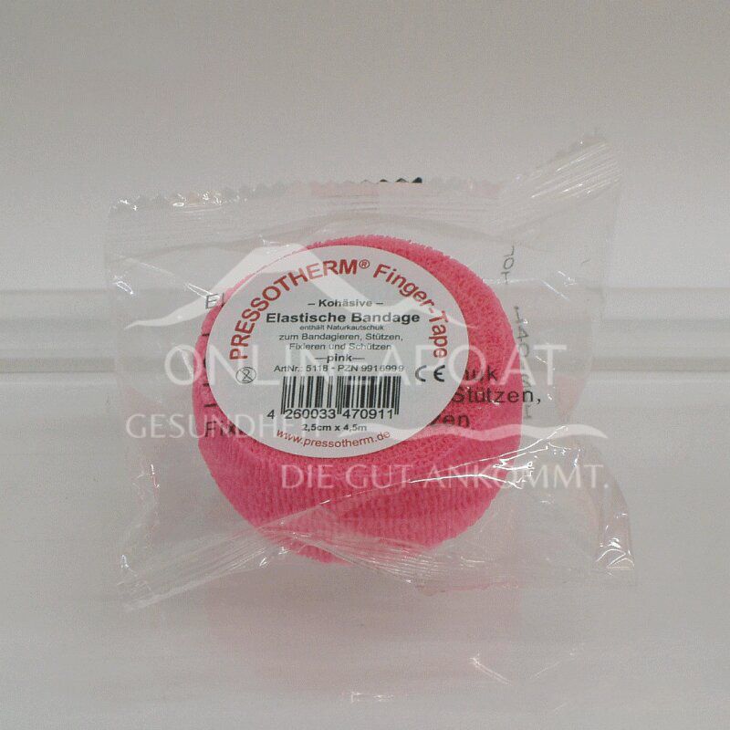 Pressotherm® Finger Tape Cohesive Elastic Bandage, 2.5 cm x 4.5 m - Pink