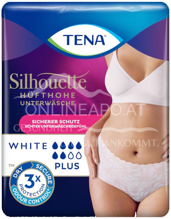 TENA Silhouette Plus White – Waist-high underwear for protection against bladder weakness, size Large