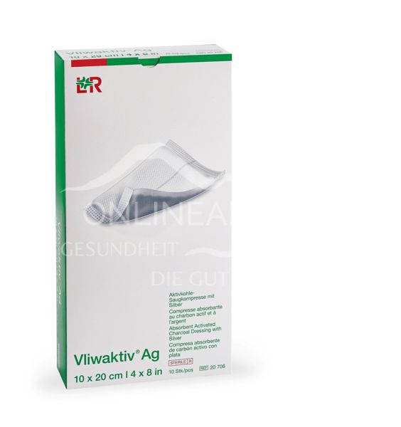 Vliwaktiv® Ag activated charcoal absorbent pad with silver sterile, 10 x 10 cm copy