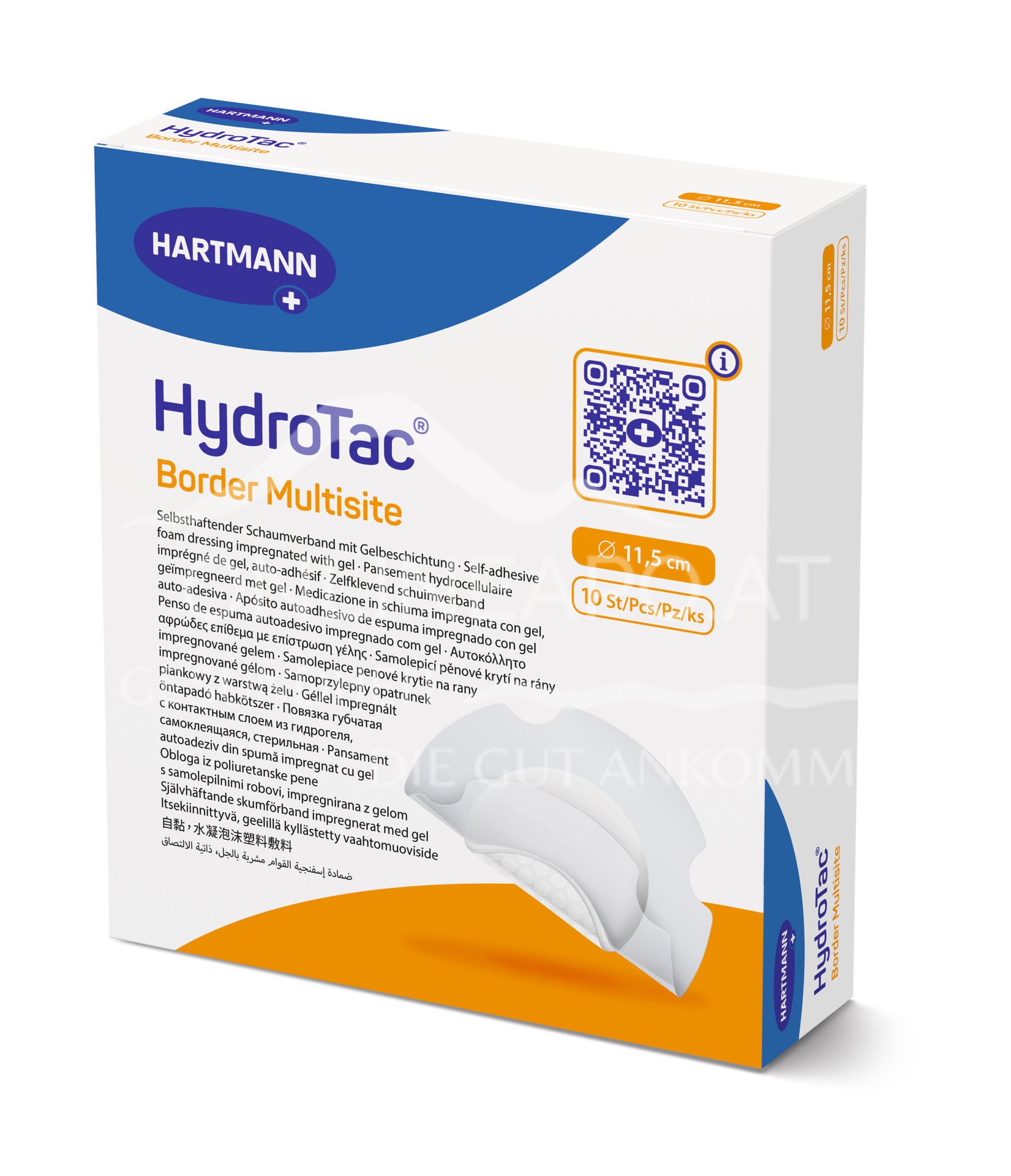 HydroTac® border multisite selbsthaftender Schaumverband mit Gelbeschichtung, steril, Ø 11,5 cm