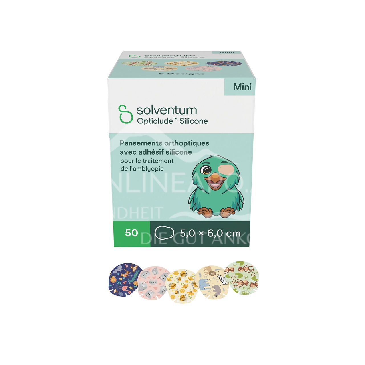 Solventum™ Opticlude™ Silicone Augenpflaster 2737 PG, Mini, Mädchen, 5 × 6 cm