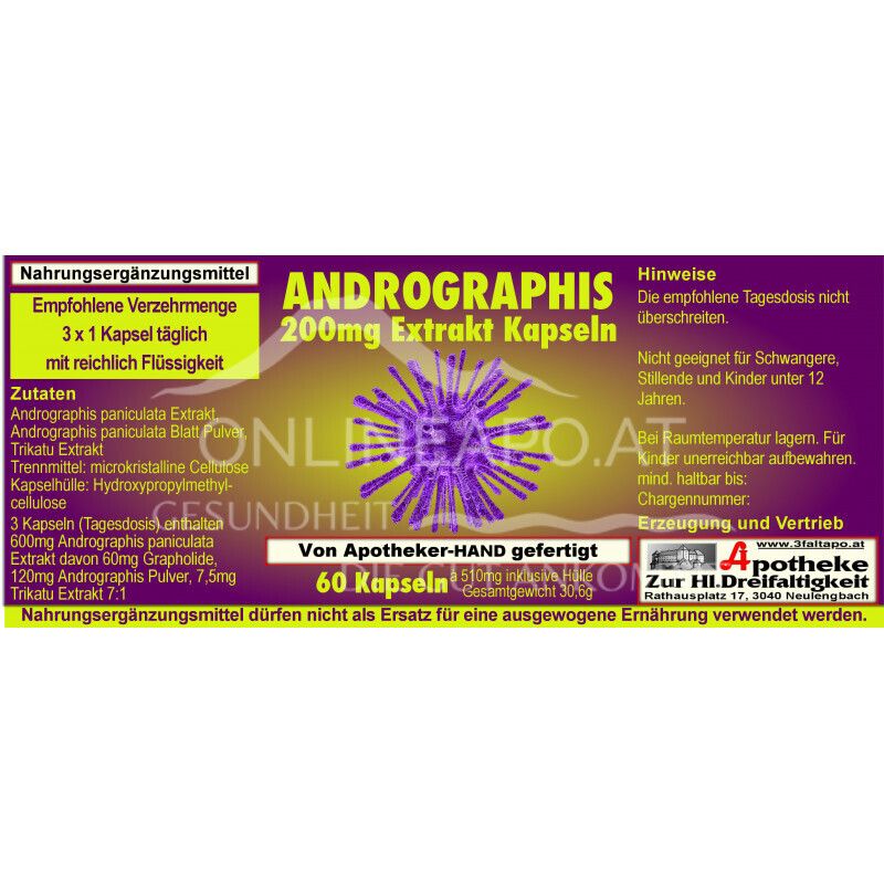 Andrographis 200 mg Extrakt Kapseln