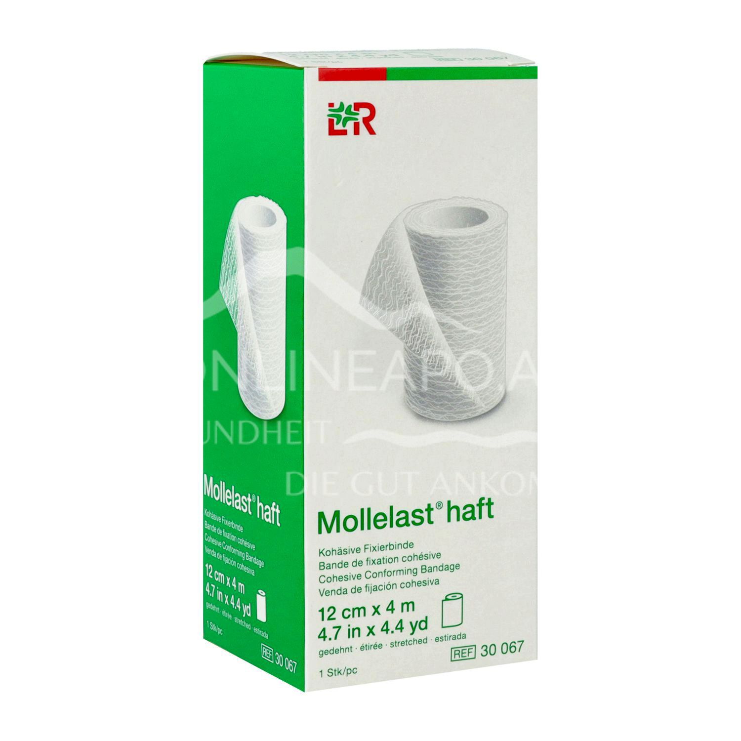 Mollelast® haft Cohesive bi-elastic fixation bandage white, 12 cm x 4 m