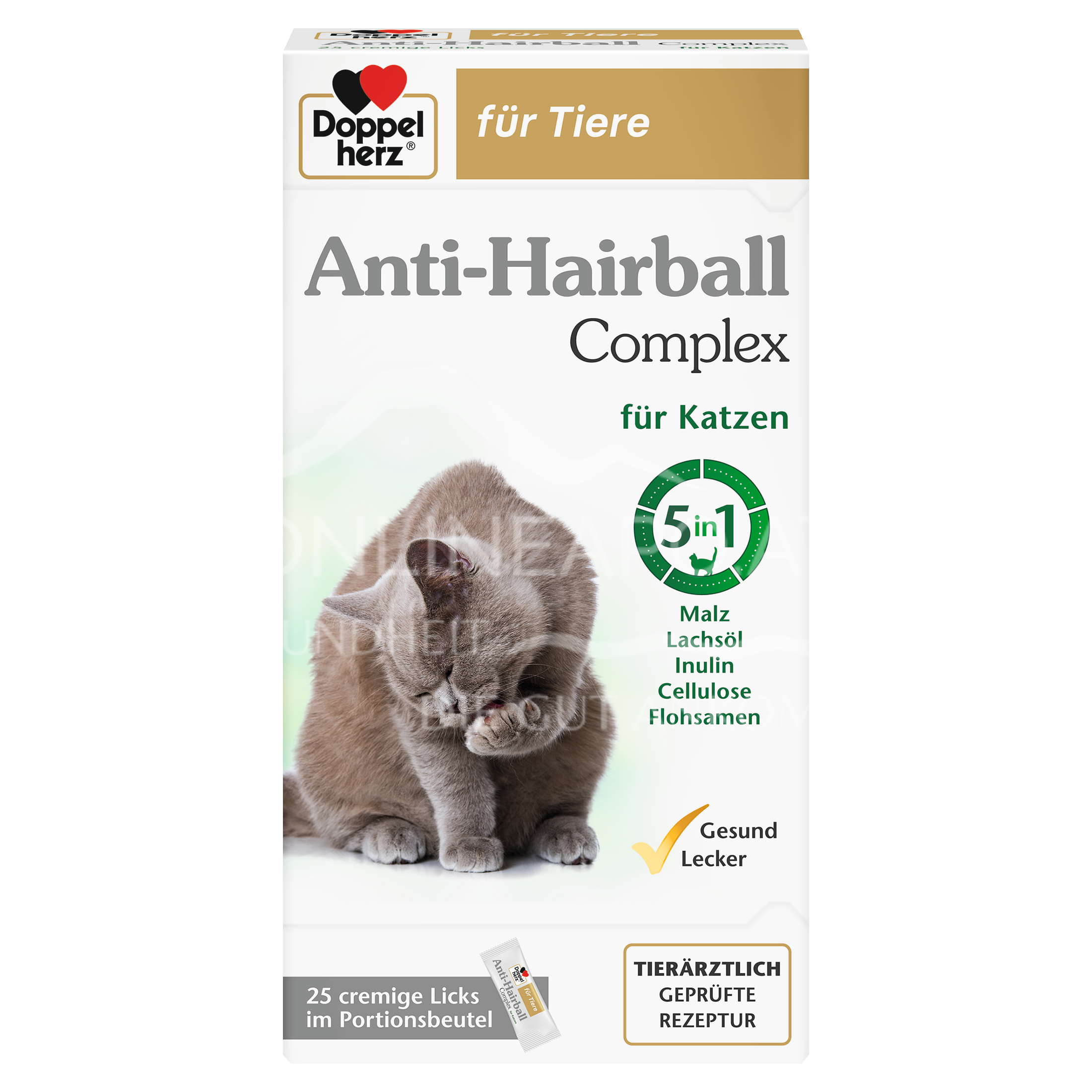 Doppelherz für Tiere Anti-Hairball Complex für Katzen Cremige Licks im Portionsbeutel
