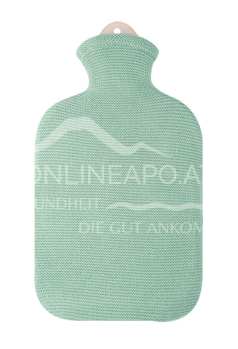 Singer hot water bottle with knitted cotton cover "Mint green" - 2.0L