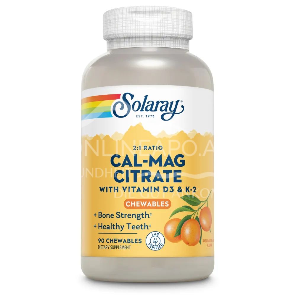 Solaray Cal-Mag Citrat + D3 & K2 Kautabletten