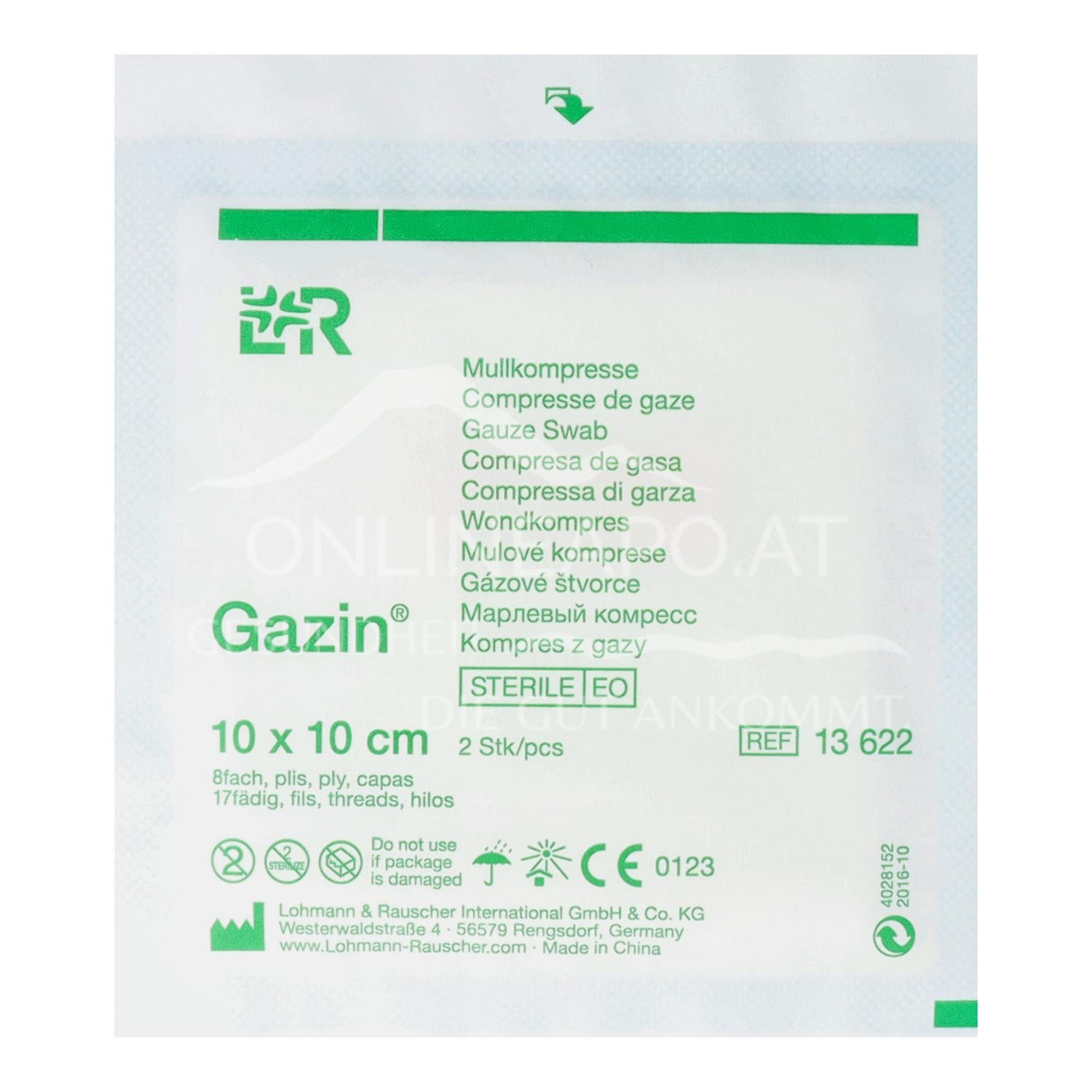 Gazin® Mullkompressen steril, 8-fach, 17-fädig, 10 x 10 cm