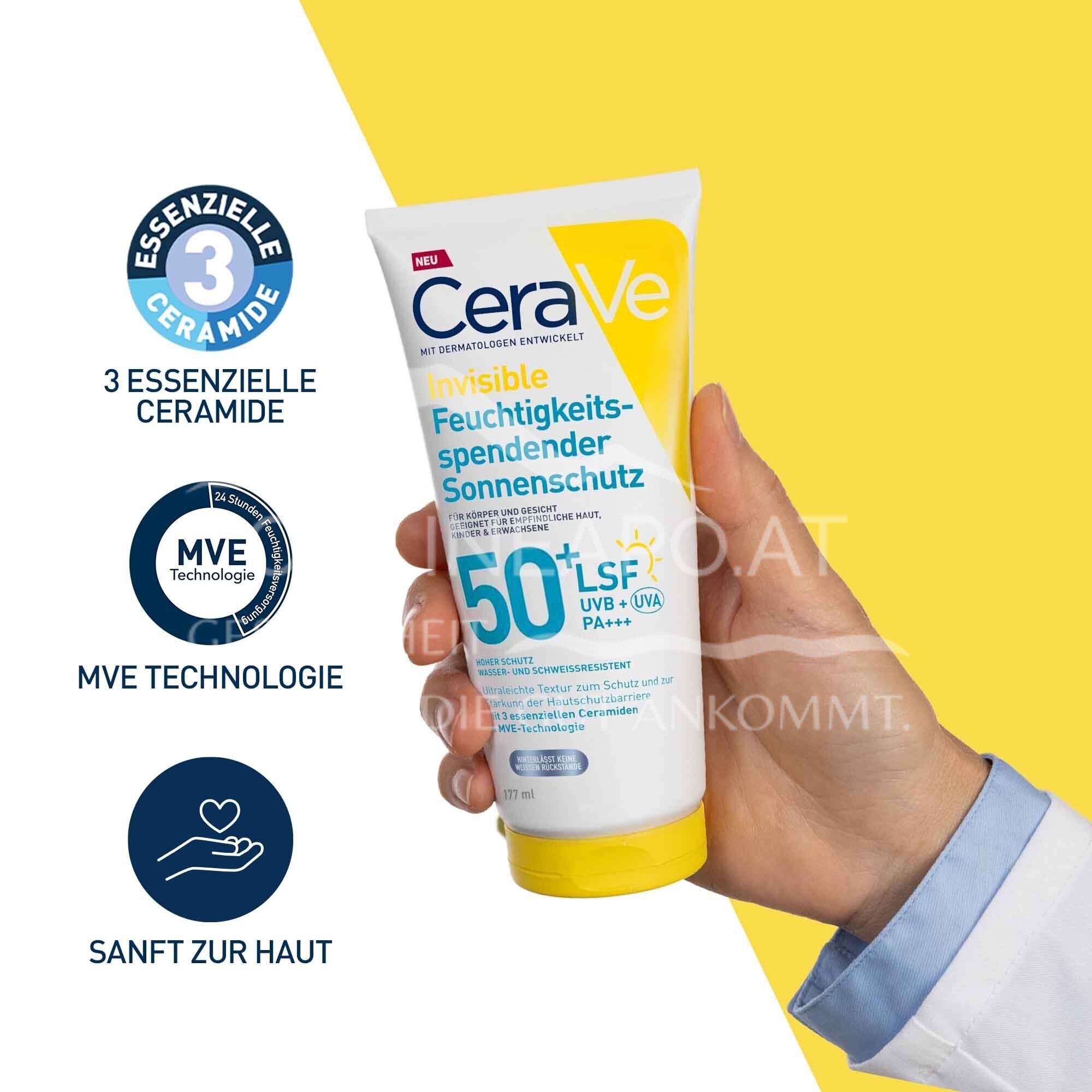 CeraVe Invisible Feuchtigkeitsspendender Sonnenschutz LSF 50+