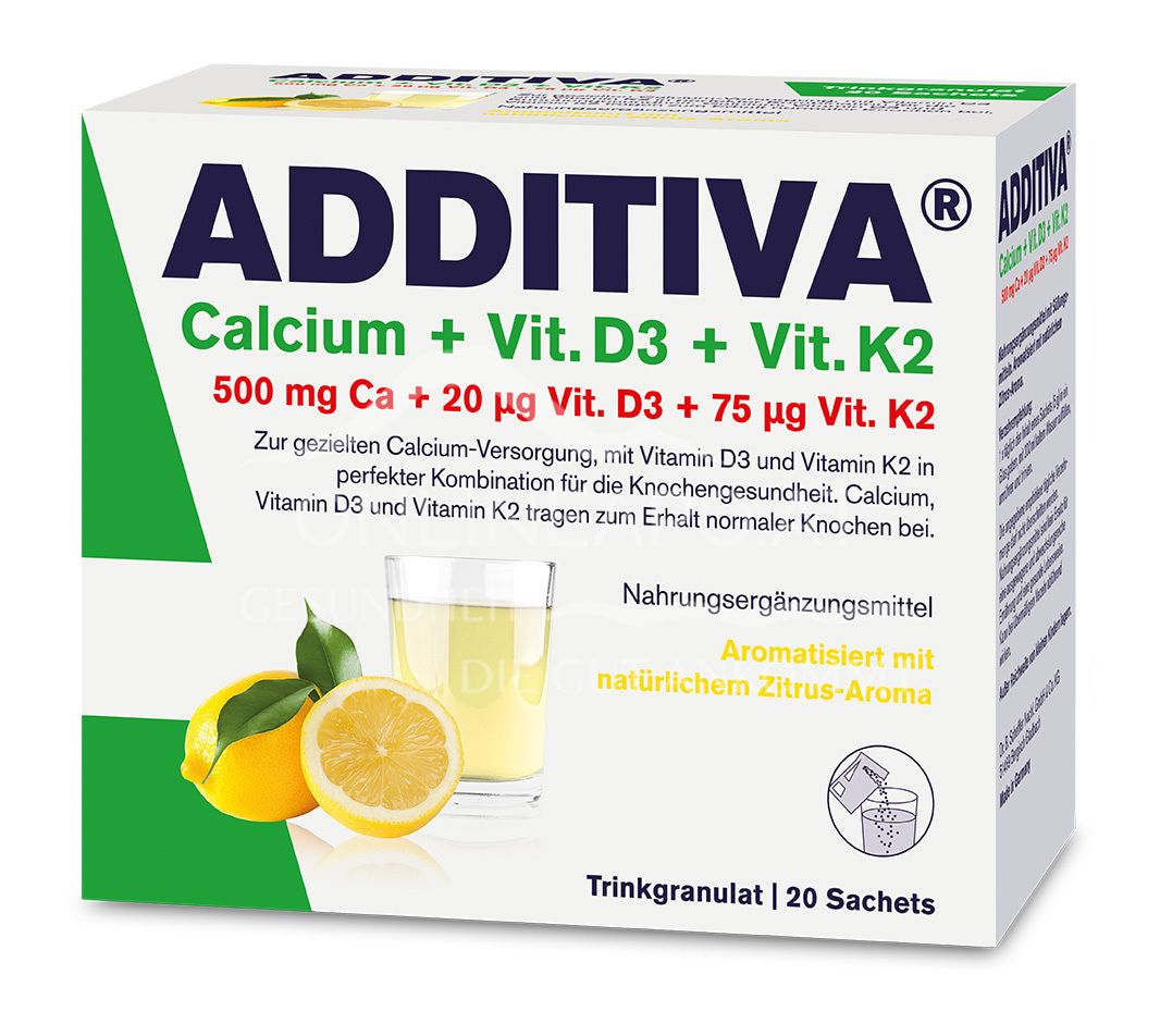 ADDITIVA® Calcium, Vitamin D3 und K2 Trinkgranulat Sachets
