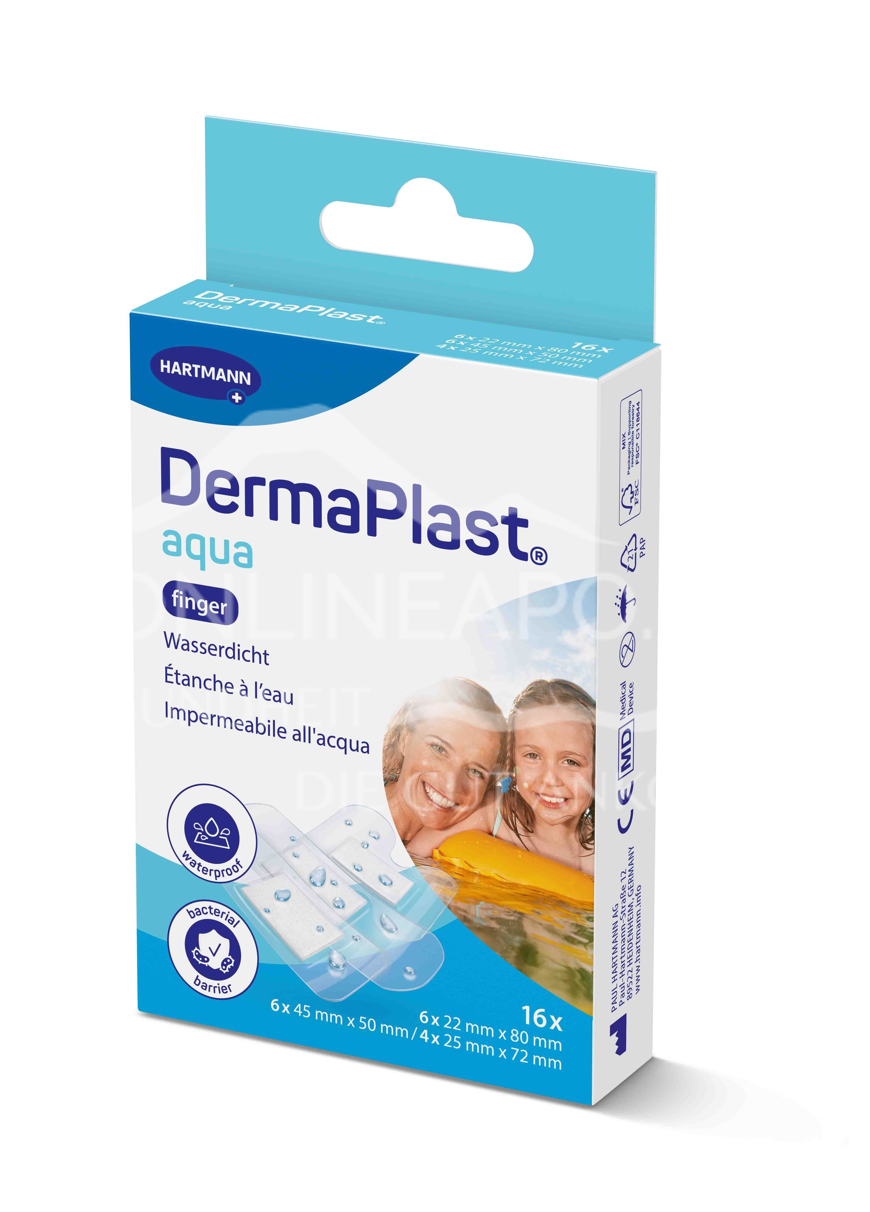 DermaPlast® Aqua Pflaster wasserfest Aqua Finger Mix 3 Größen, assortiert
