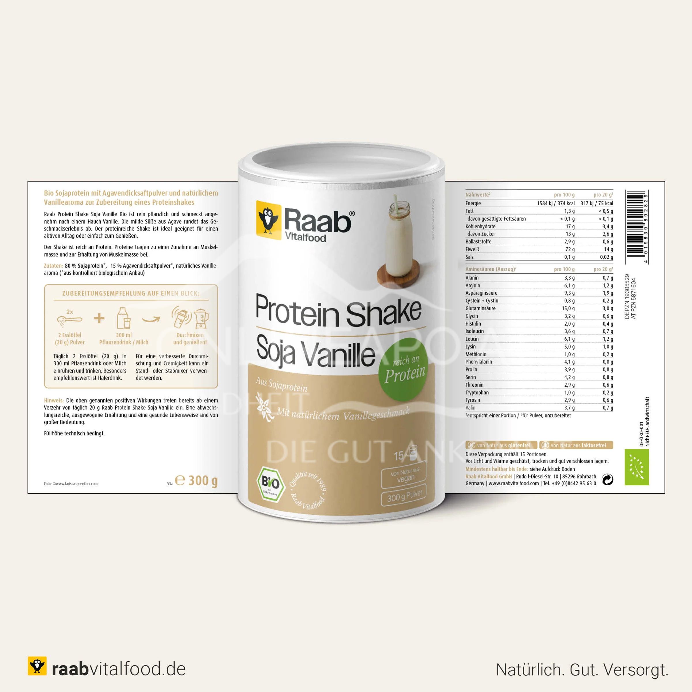 Raab® Vitalfood Bio Protein Shake Soja Vanille Pulver