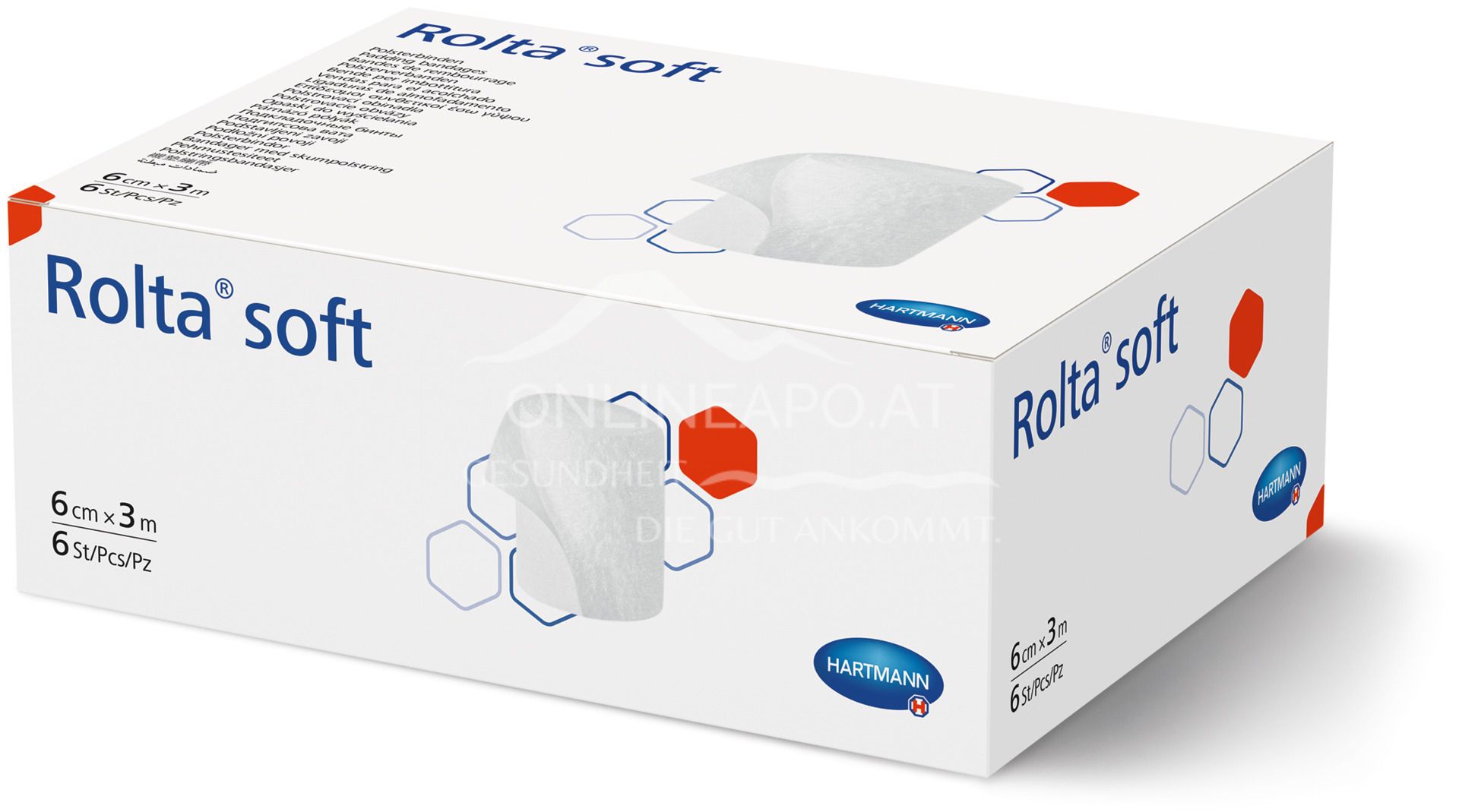 Rolta® soft padding bandages non-sterile, 6 cm x 3 m