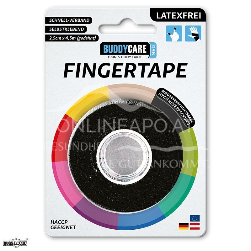 BUDDYCARE® MED Fingertape Schwarz 2,5 cm x 4,5 m