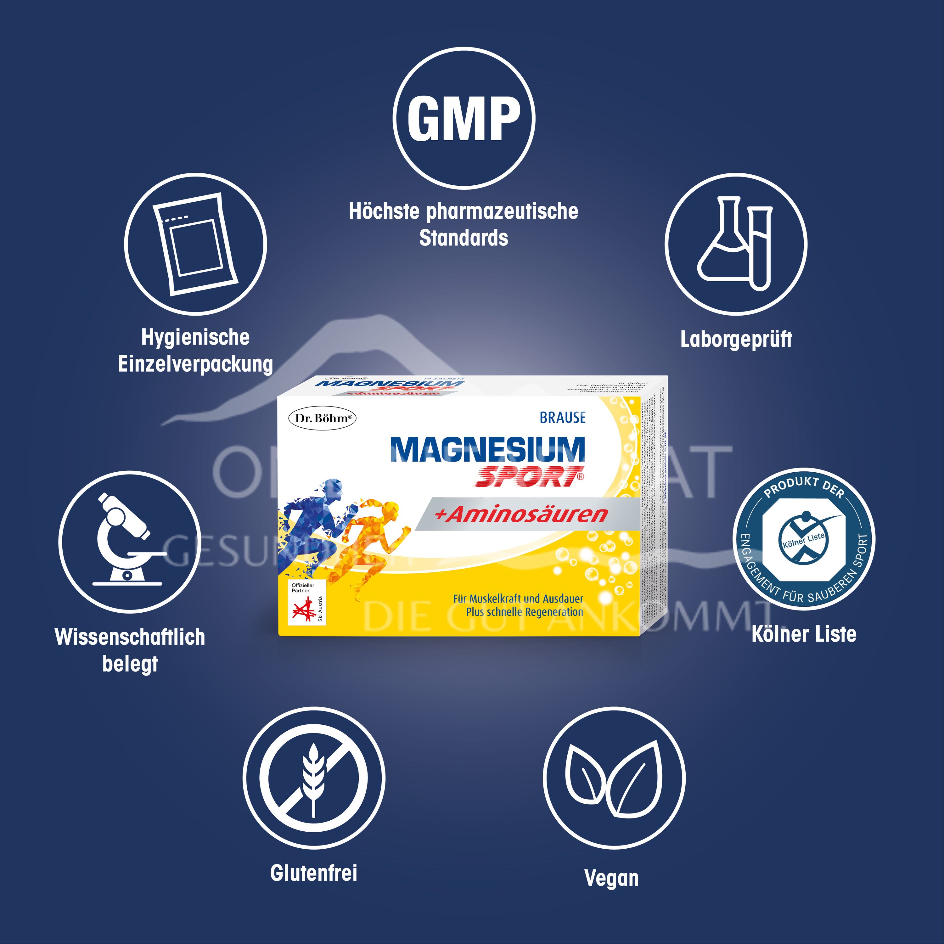 Dr Böhm® Magnesium Sport® + amino acids effervescent granules sachets