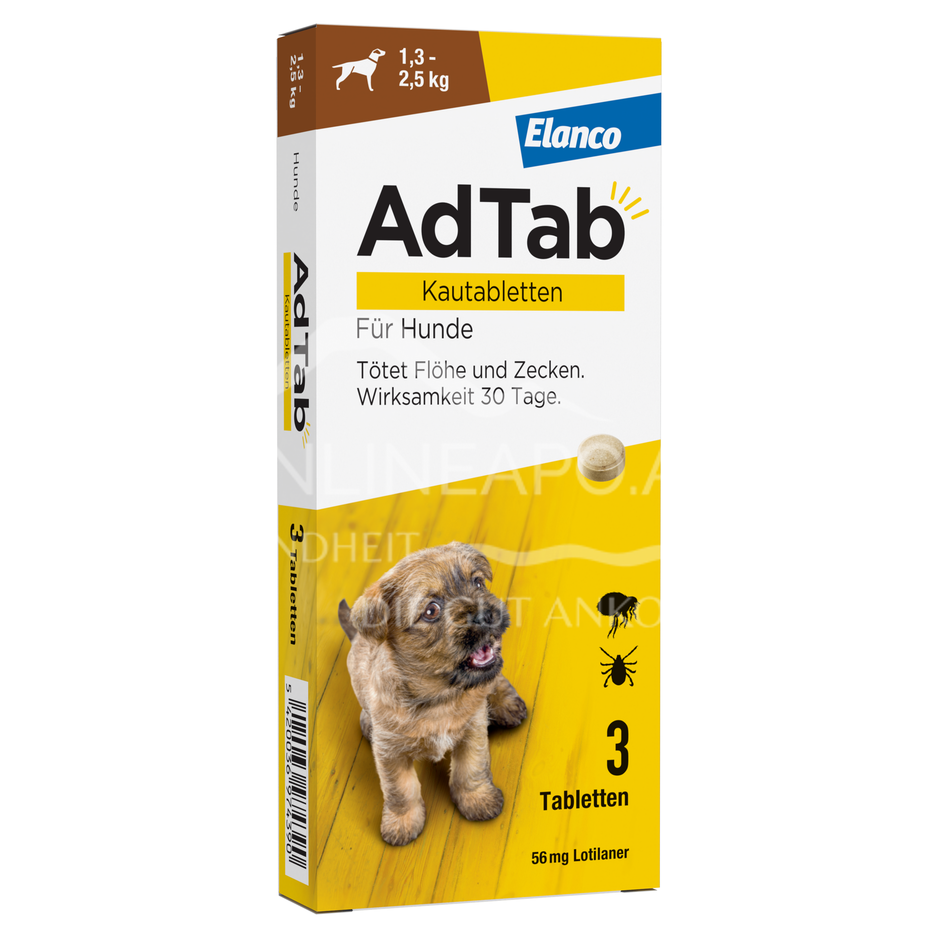 AdTab™ 56 mg Kautabletten für Hunde (1,3 – 2,5 kg)