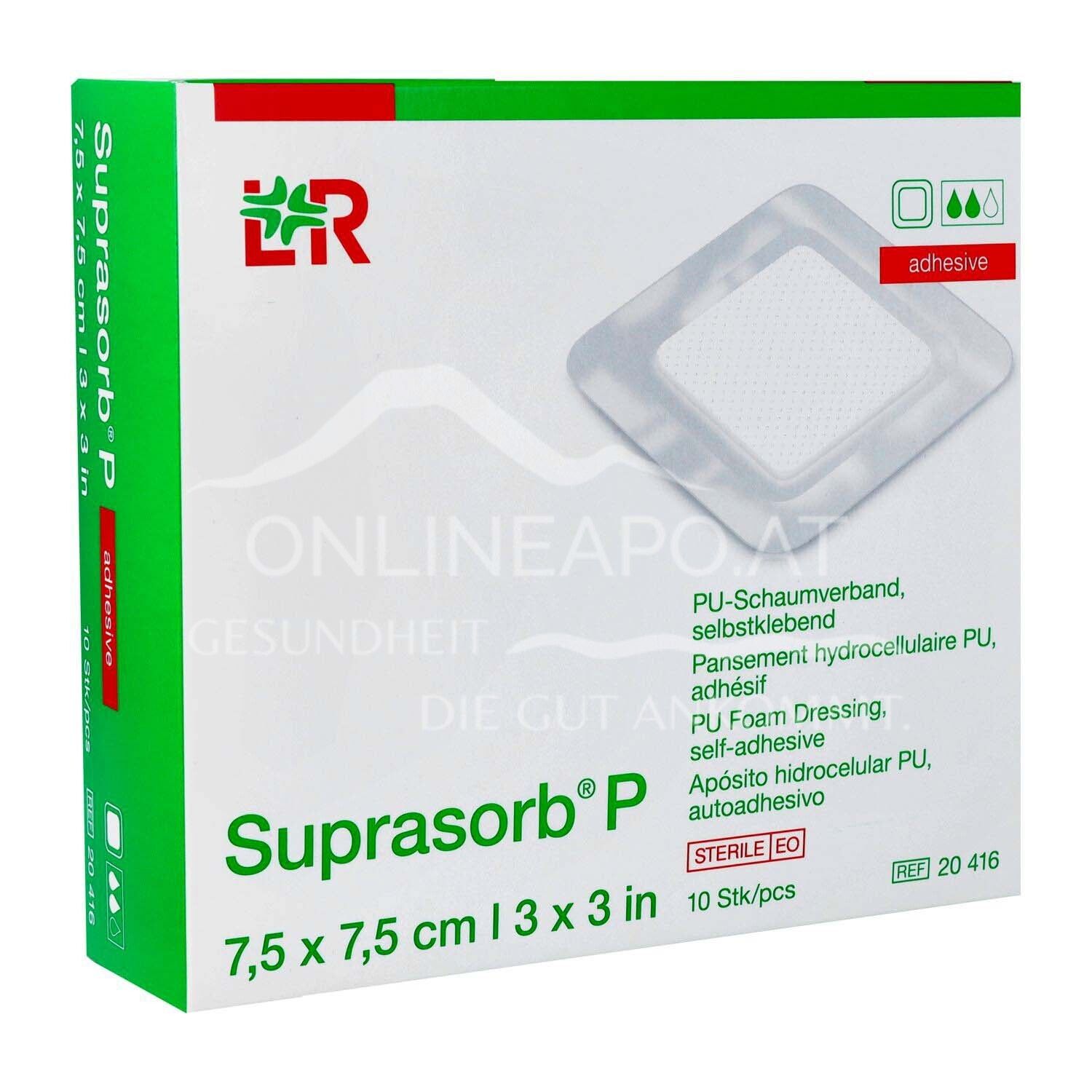 Suprasorb® P PU foam dressing adhesive sterile, 7.5 x 7.5 cm