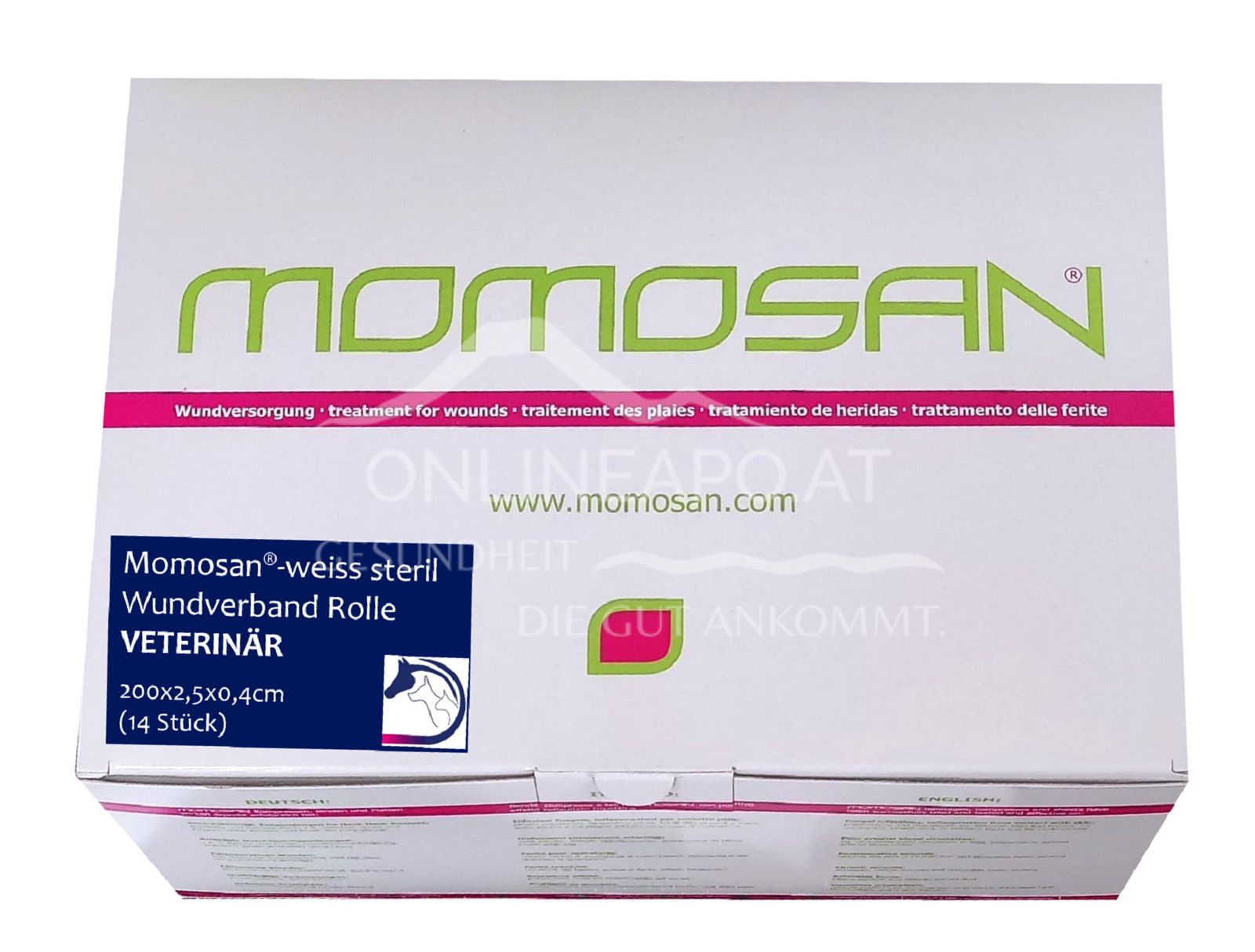 MOMOSAN® White wound dressing roll VETERINARY, sterile, 200 x 2.5 x 0.4 cm
