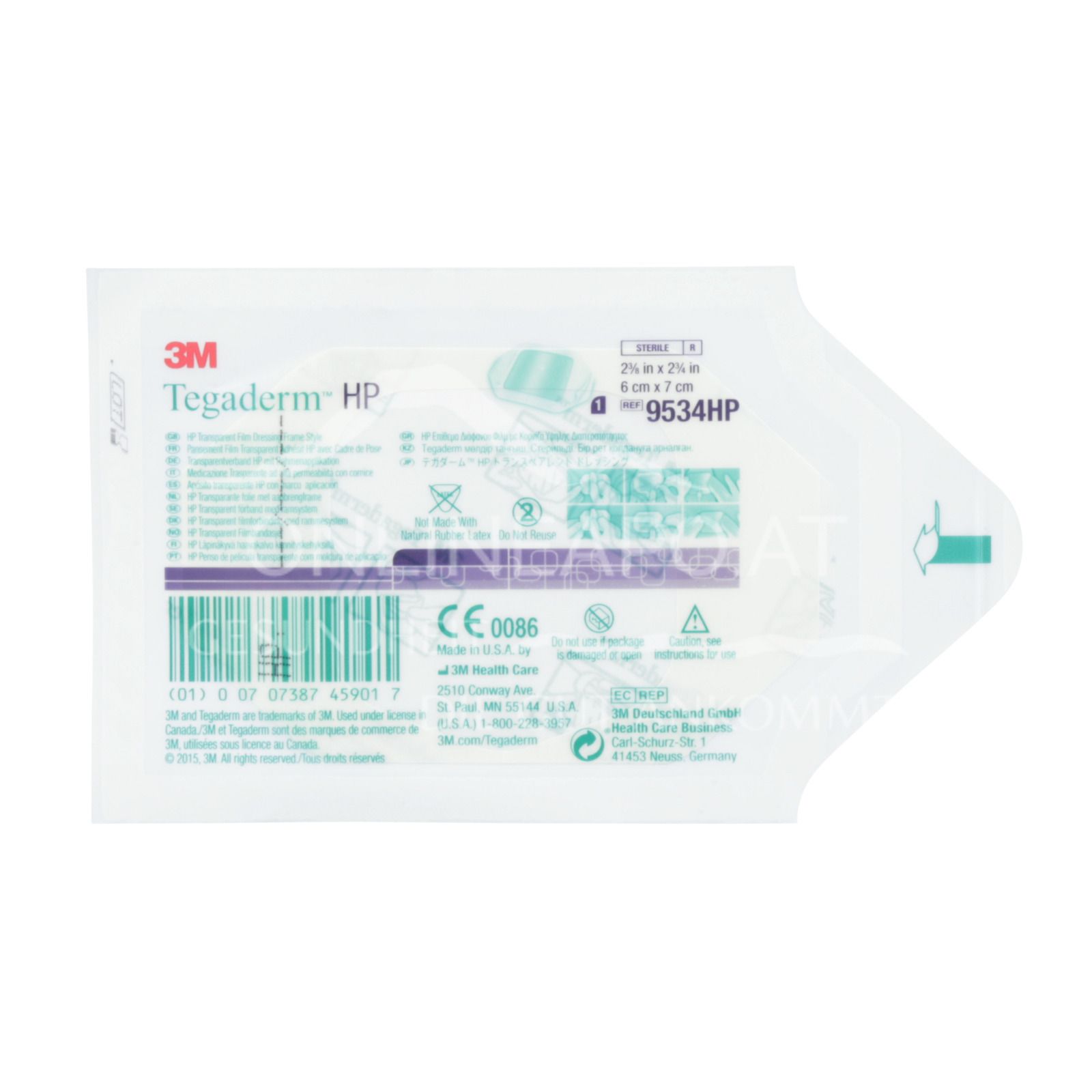 3M™ Tegaderm™ HP transparent bandage rectangular, 9534HP, 6 x 7 cm