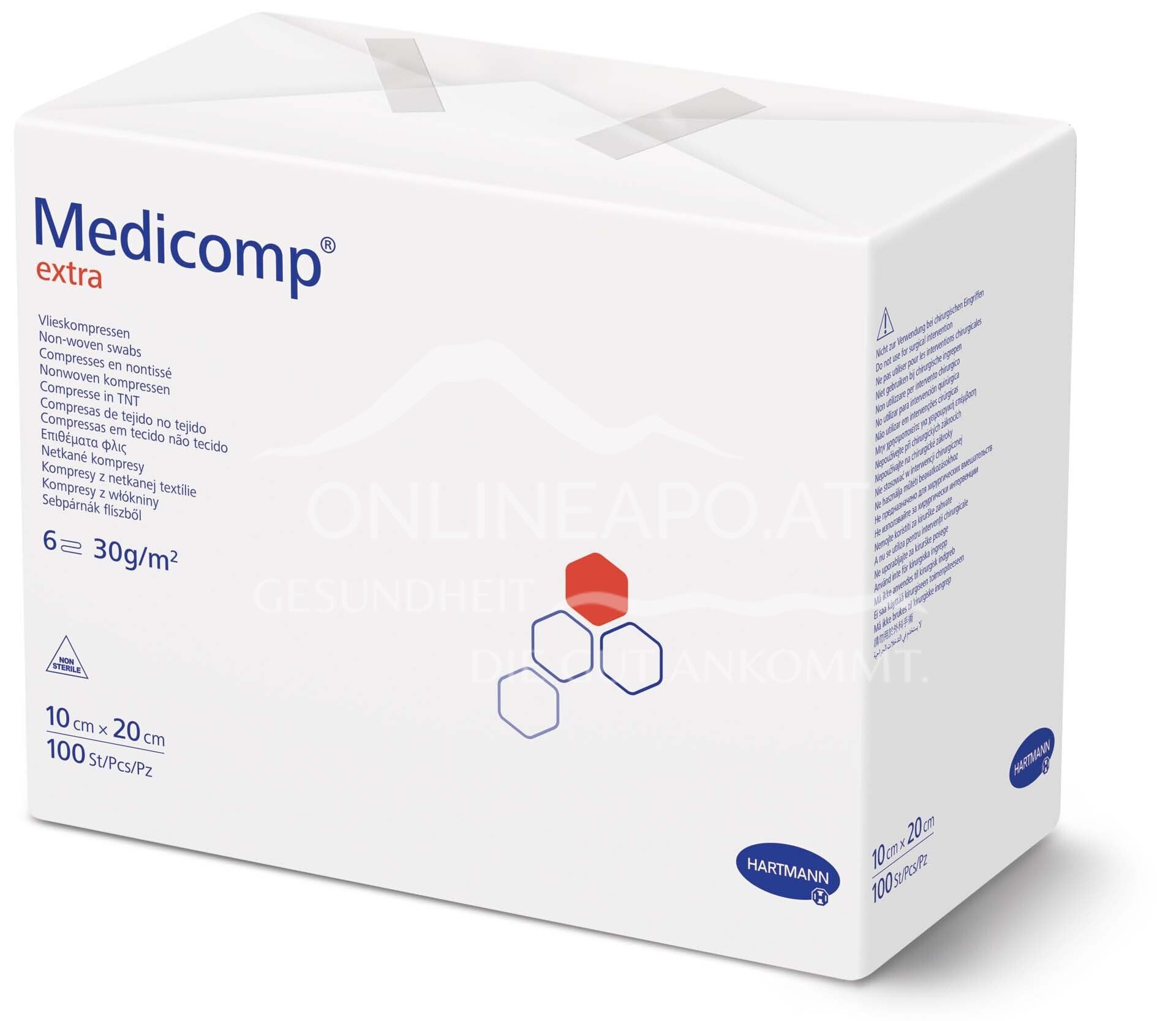 Medicomp® extra Vliesstoffkompressen 6-fach, unsteril, 10 x 20 cm