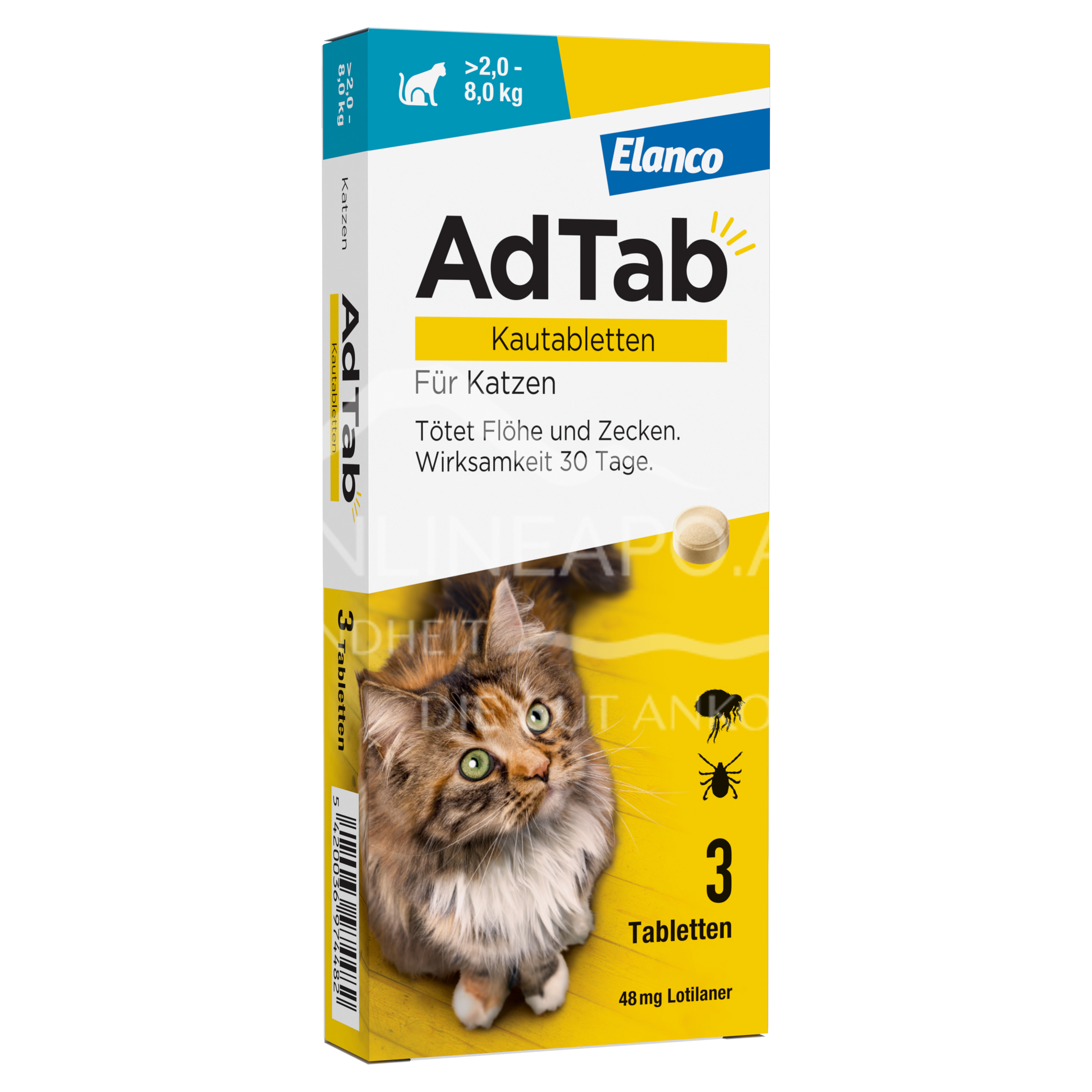AdTab™ 48 mg Kautabletten für Katzen (> 2,0 – 8,0 kg)
