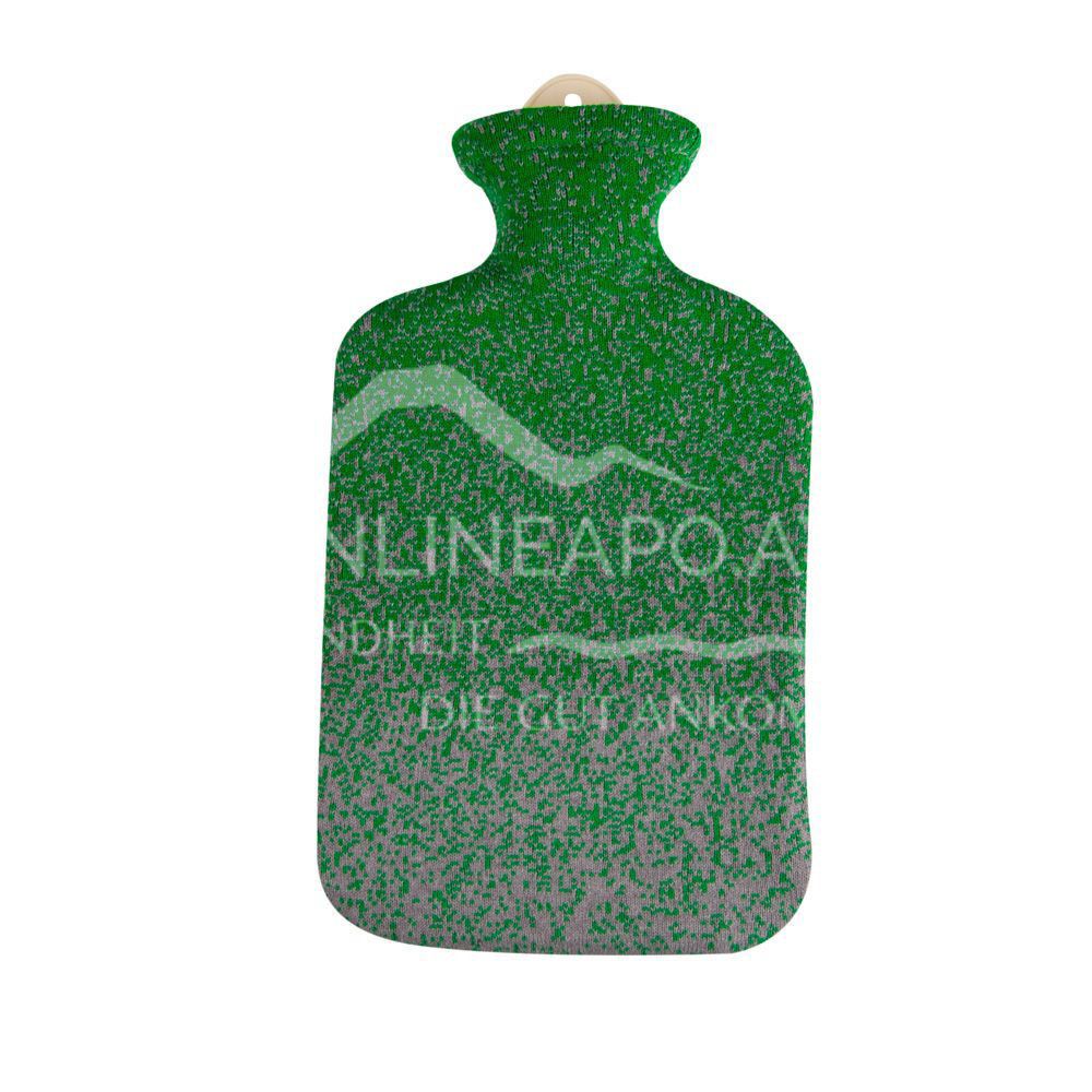 Singer hot water bottle with knitted cotton cover "Pixel Green" - 2,0L