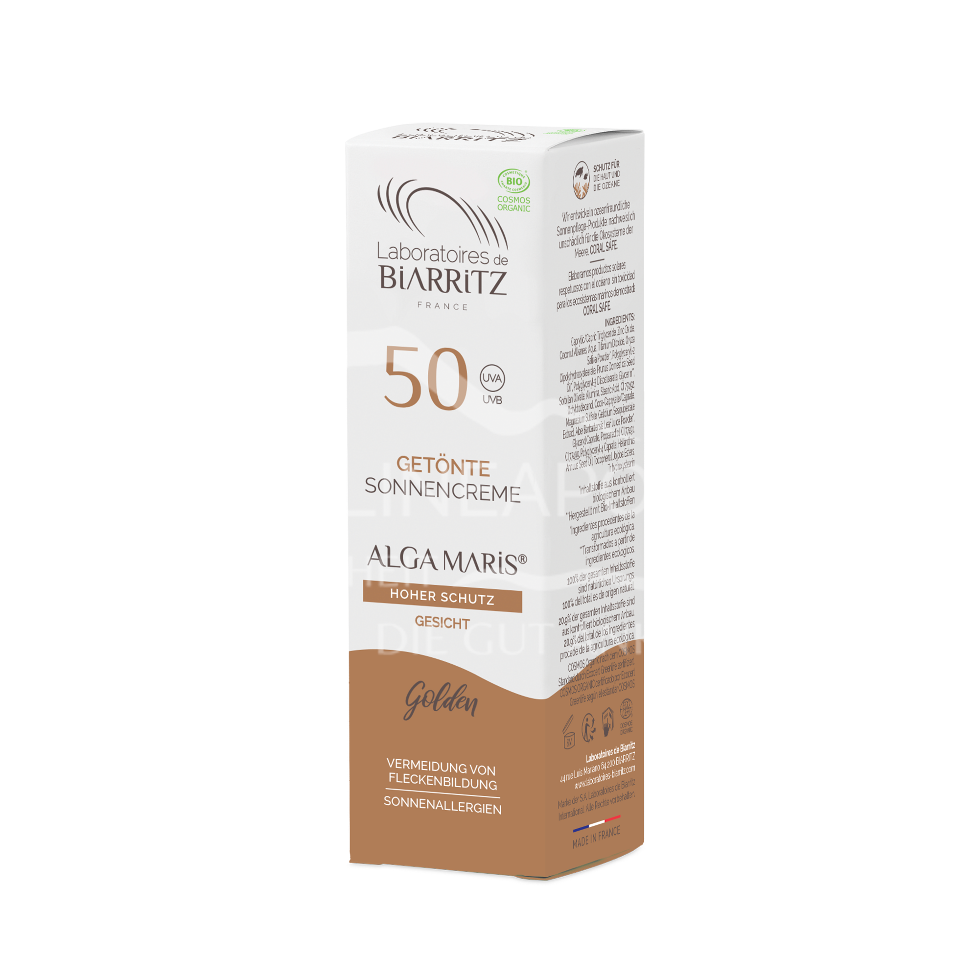 Alga Maris getönte Sonnencreme bio für Gesicht LSF 50 golden LdB