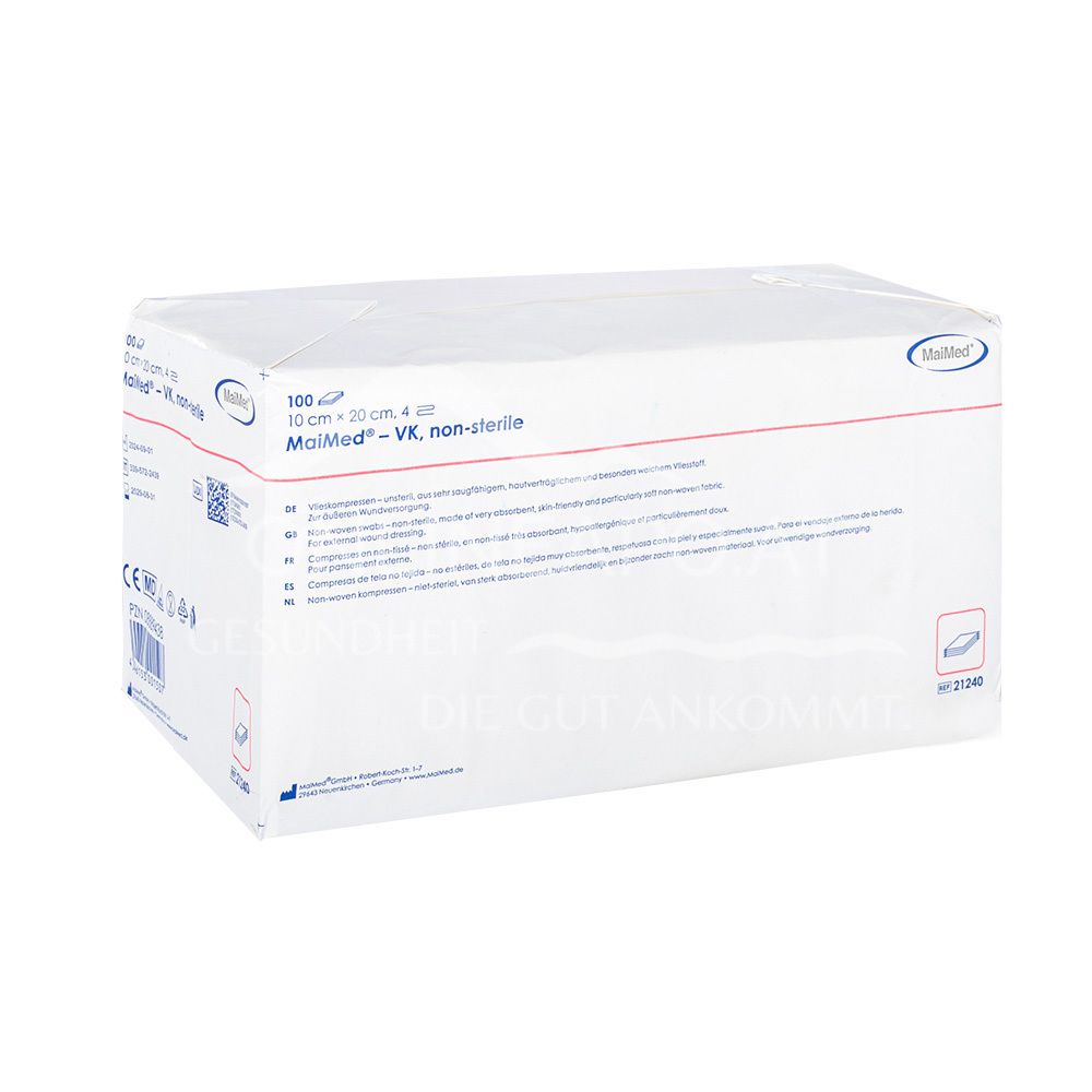 MaiMed Vlieskompressen 4-fach, unsteril, 10 x 20 cm