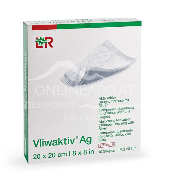 Vliwaktiv® Ag activated charcoal absorbent pad with silver sterile, 10 x 10 cm copy