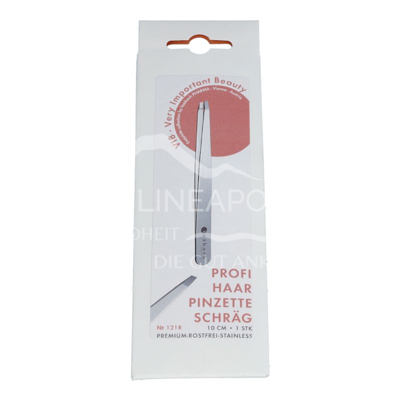 Kozbach Pharma 121R Haarpinzette, schräg silbermatt, rostfrei, 9,5 cm