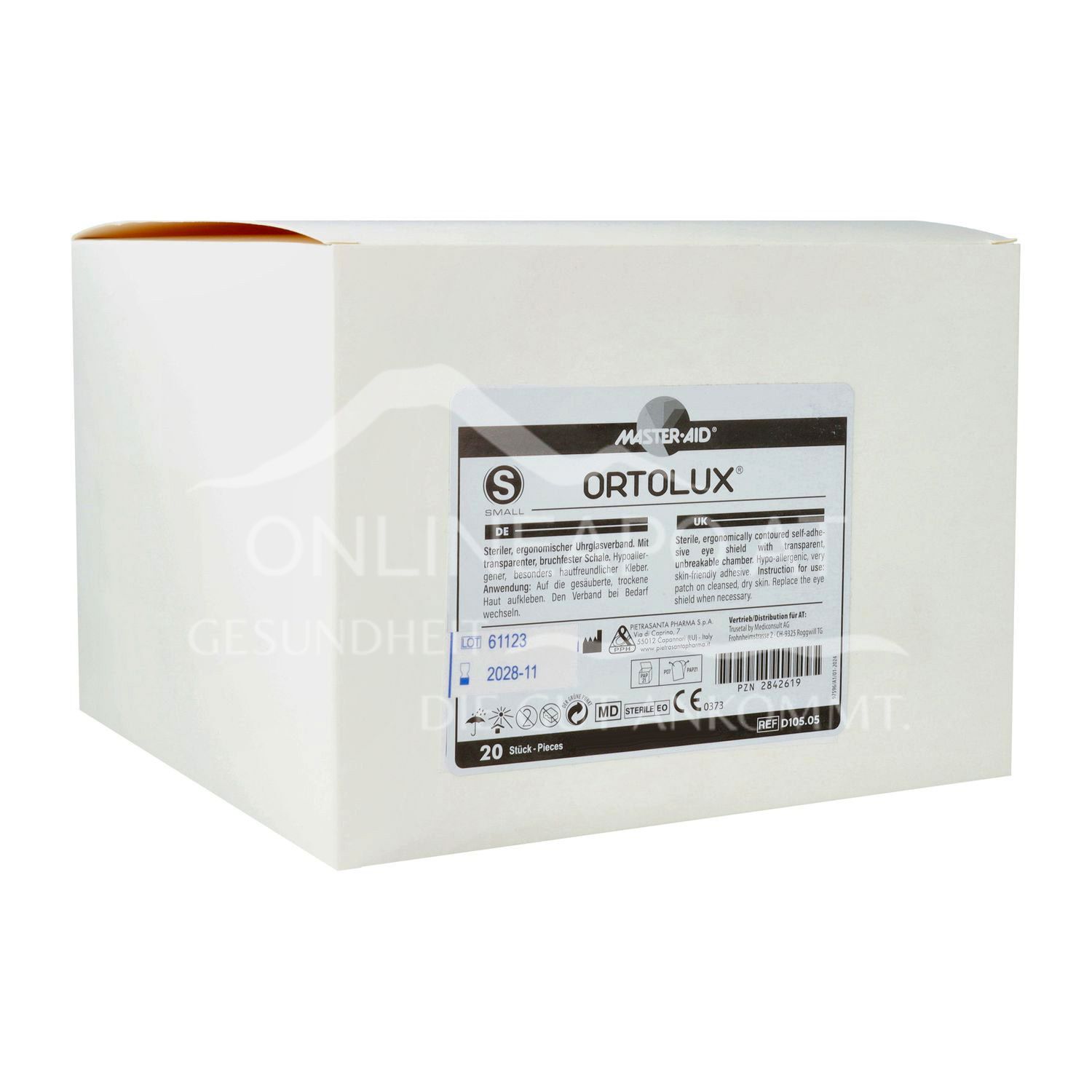 Master Aid® Ortolux® steriler, ergonomischer Uhrglasverband Small - 96 x 68 mm