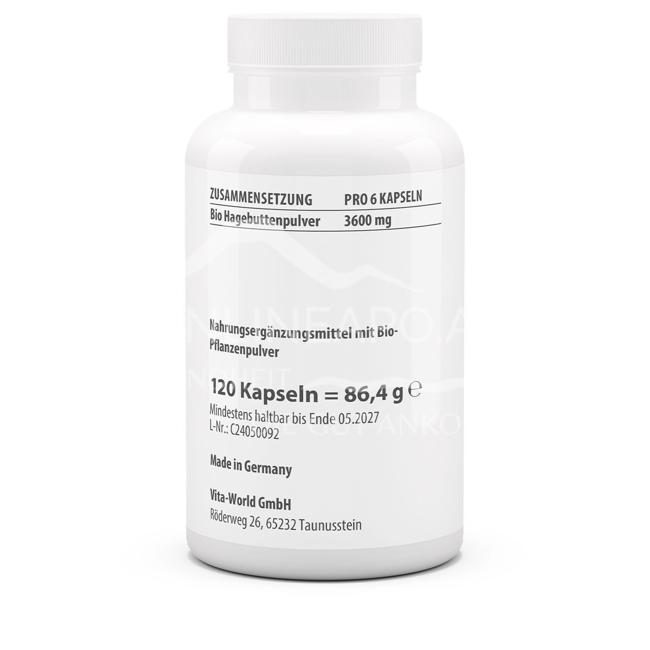 Vitaworld Bio Hagebutte 600 mg Kapseln