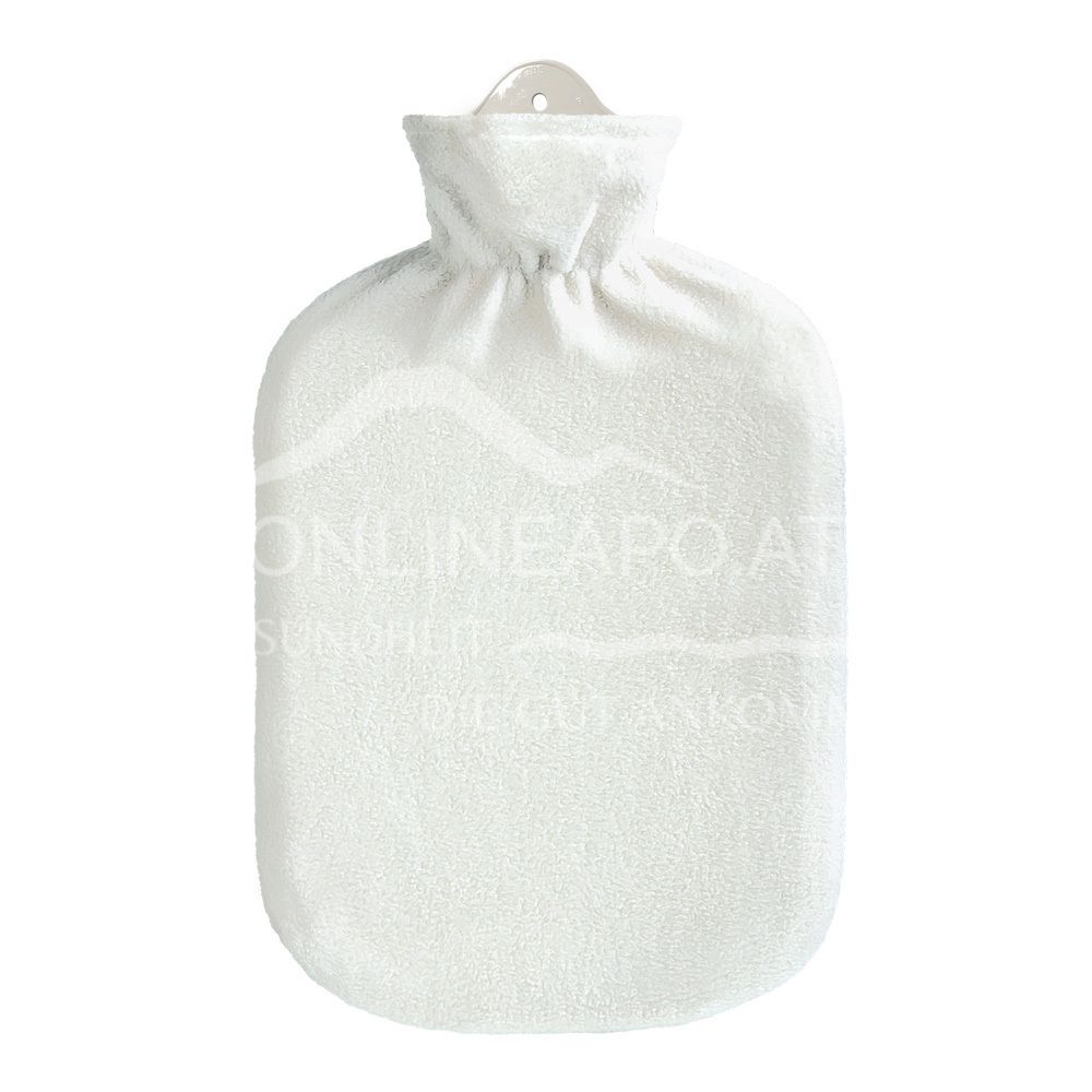 Singer hot water bottle with fleece cover white - 2,0L