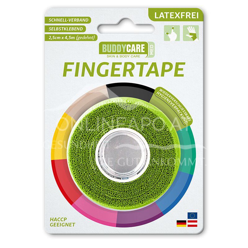 BUDDYCARE® MED Fingertape Gras Grün 2,5 cm x 4,5 m