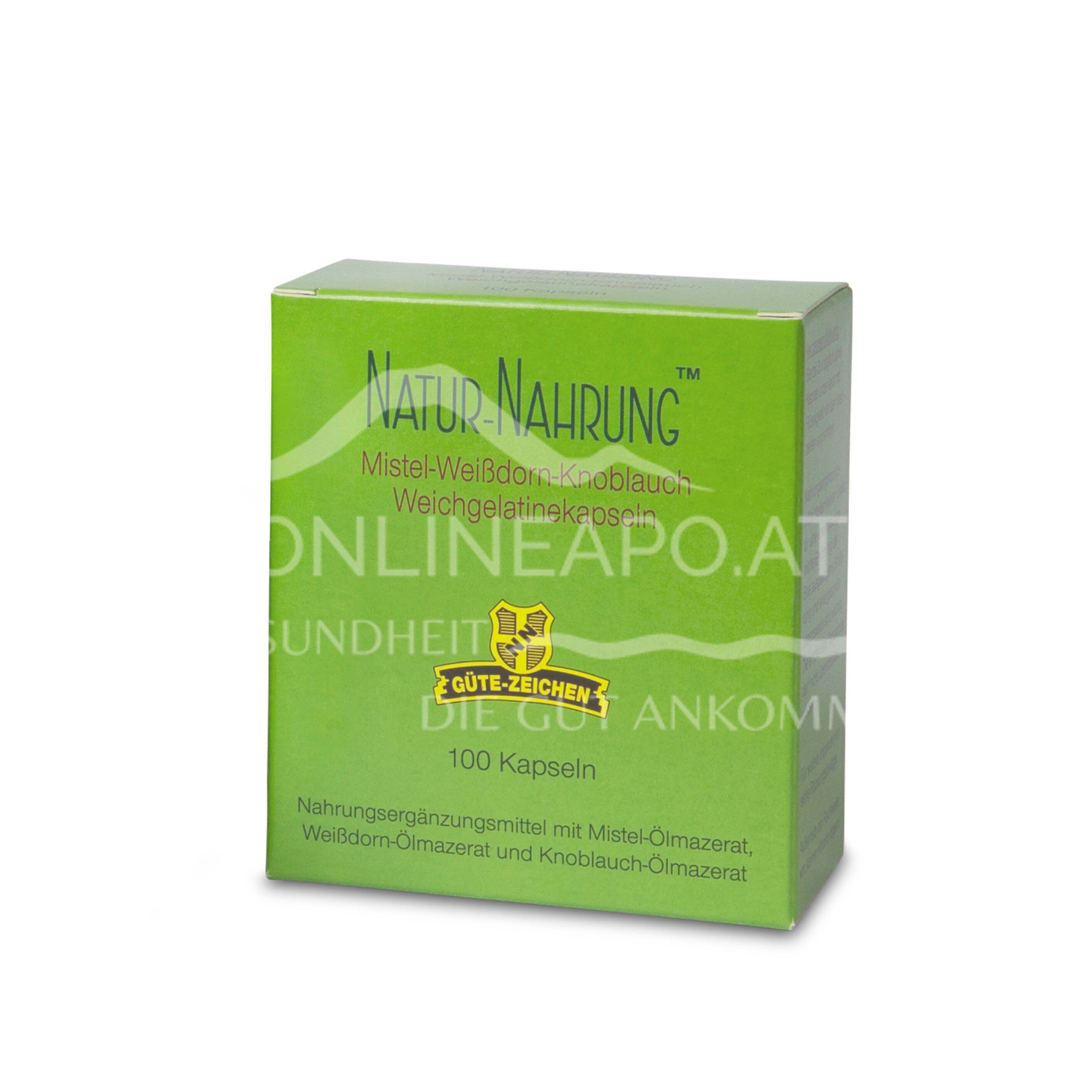 Mistletoe, hawthorn and garlic soft gelatine capsules