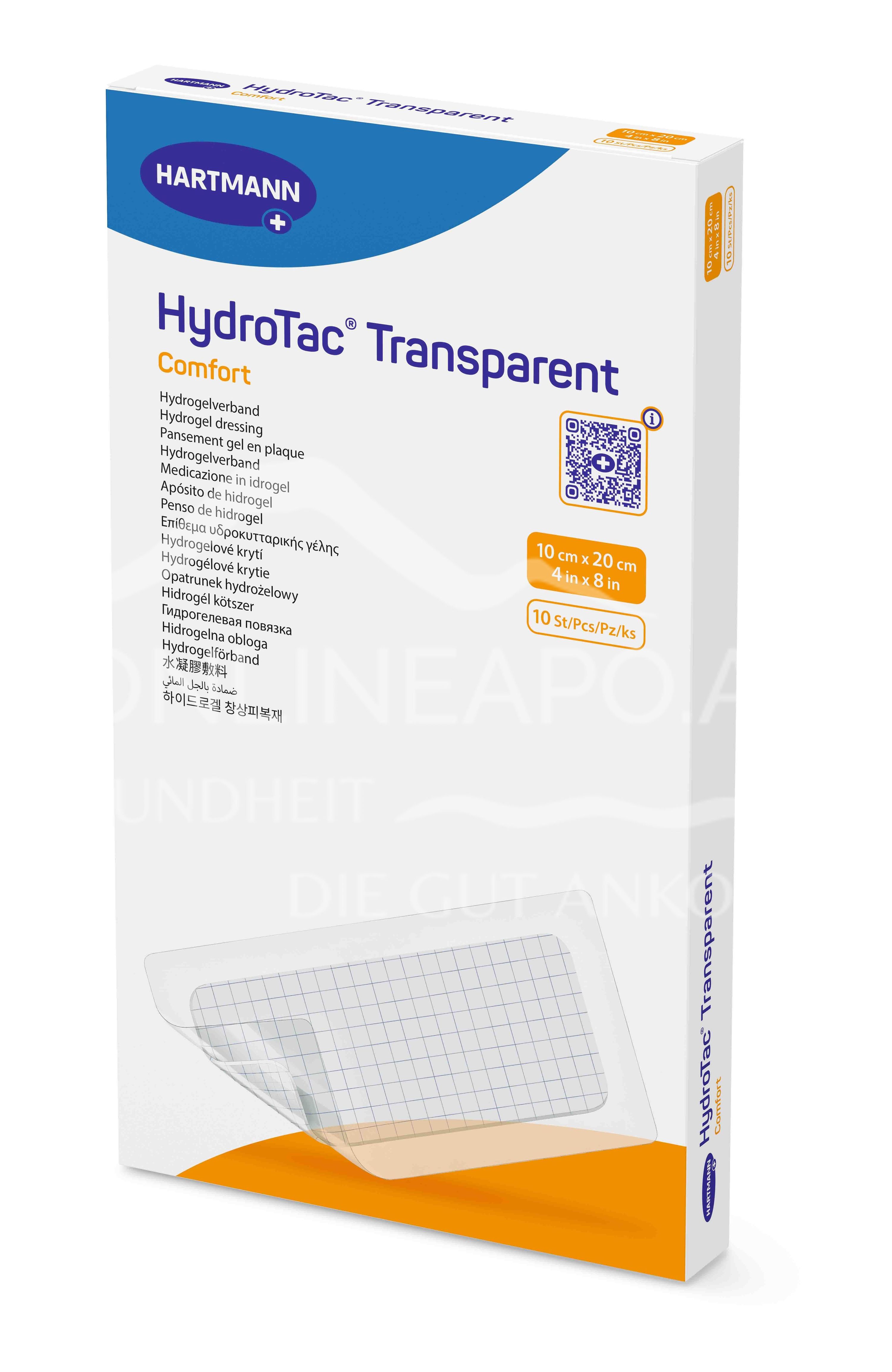 HydroTac® transparent comfort hydrogel dressing sterile, 10 x 20 cm