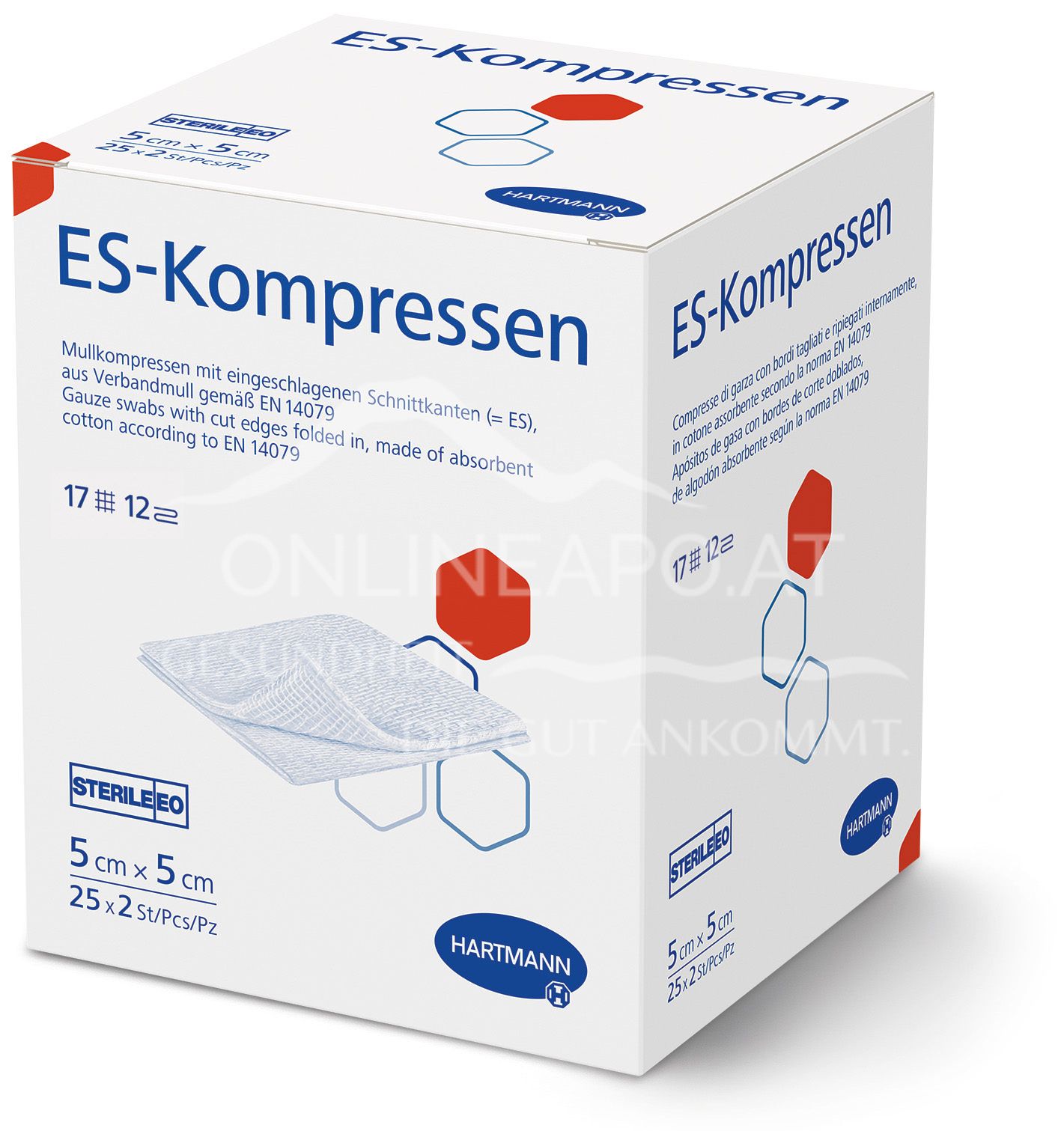 ES-Kompressen 12fach, steril eingesiegelt zu 2 Stück, 5 x 5 cm, 25 x 2 Stück