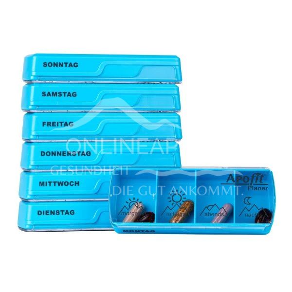 APOfit Weekly Dispenser, 7-compartment planner, blue