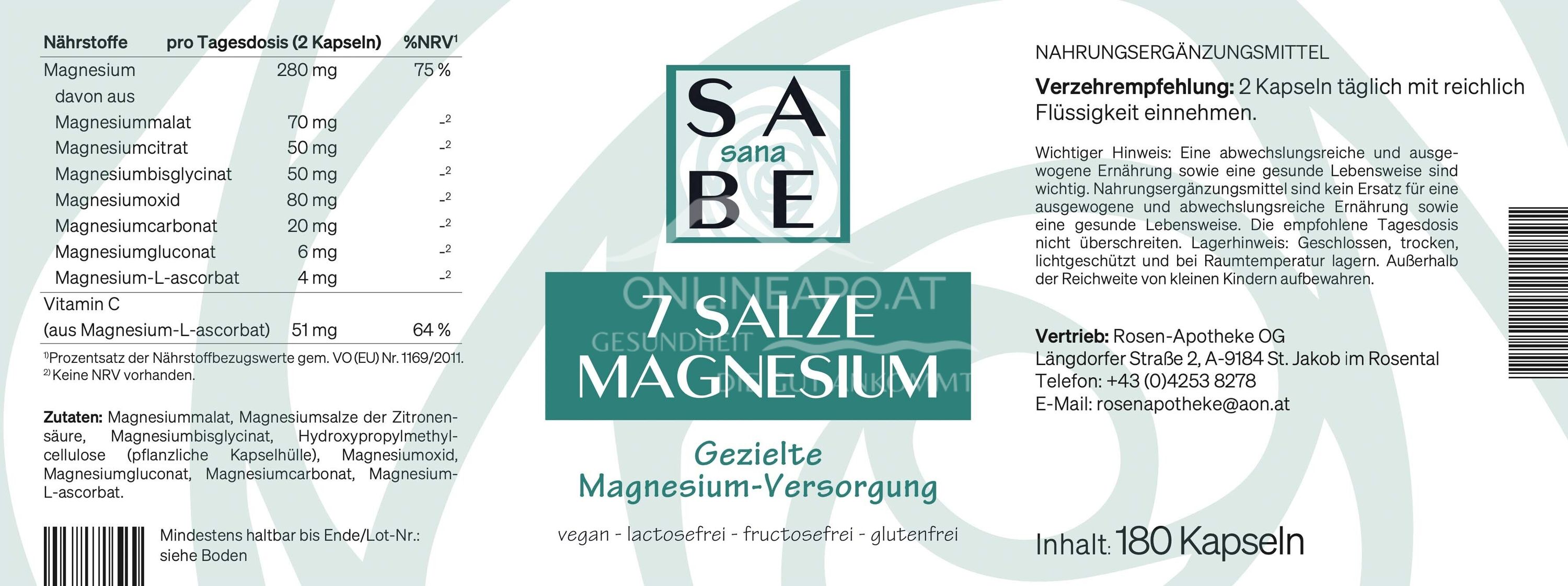SABE sana 7 Salze Magnesium Kapseln
