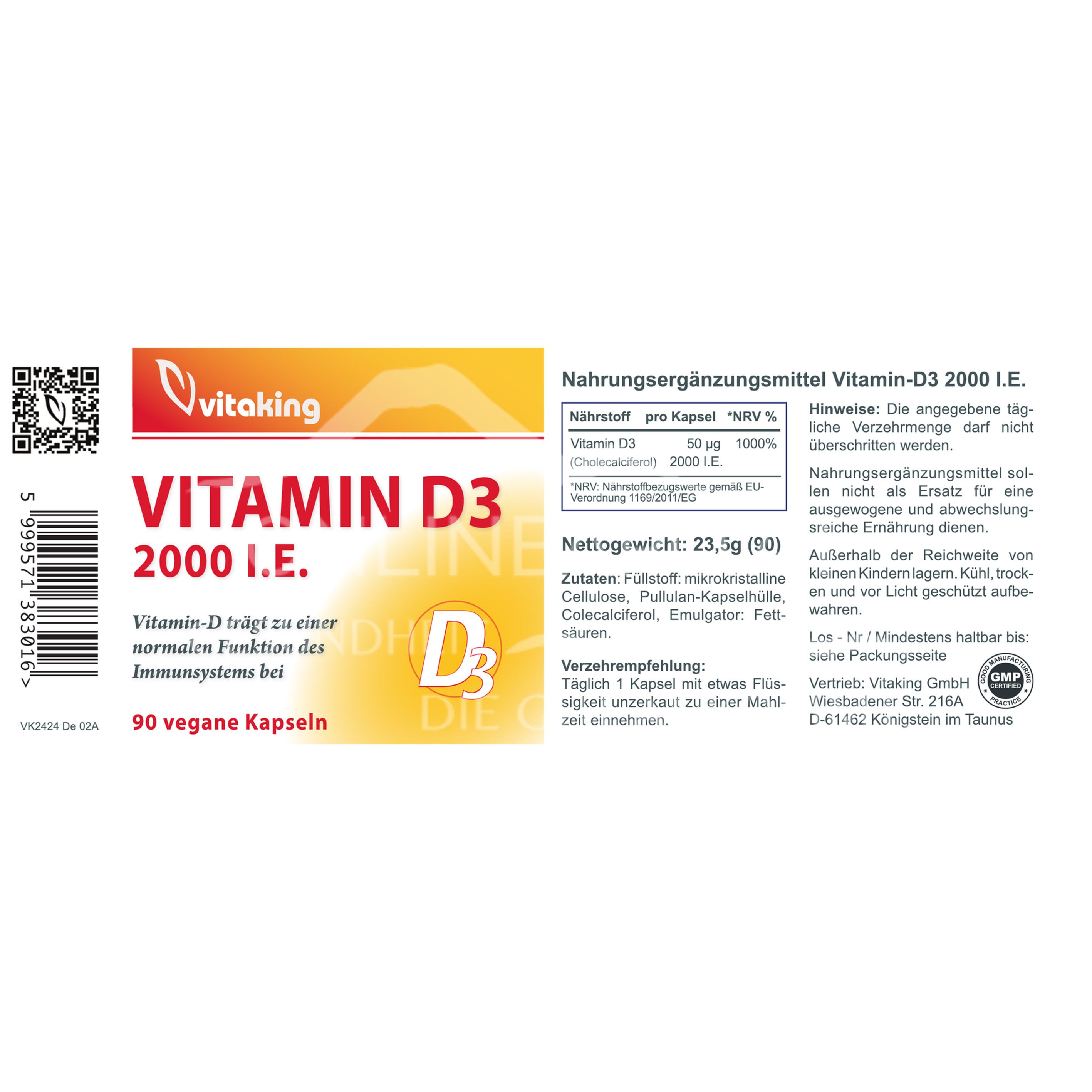 vitaking Vitamin-D3 2000 I.E. Kapseln
