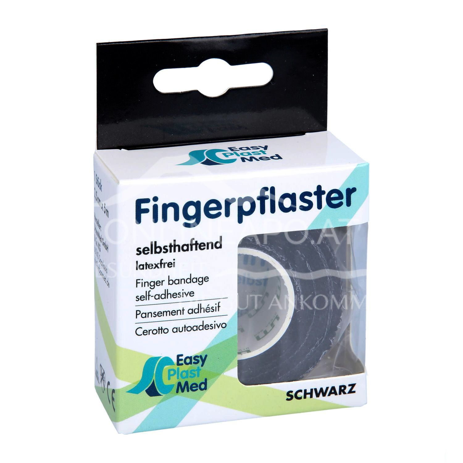 EasyPlast Med Fingerpflaster 2,5 cm x 5 m Schwarz