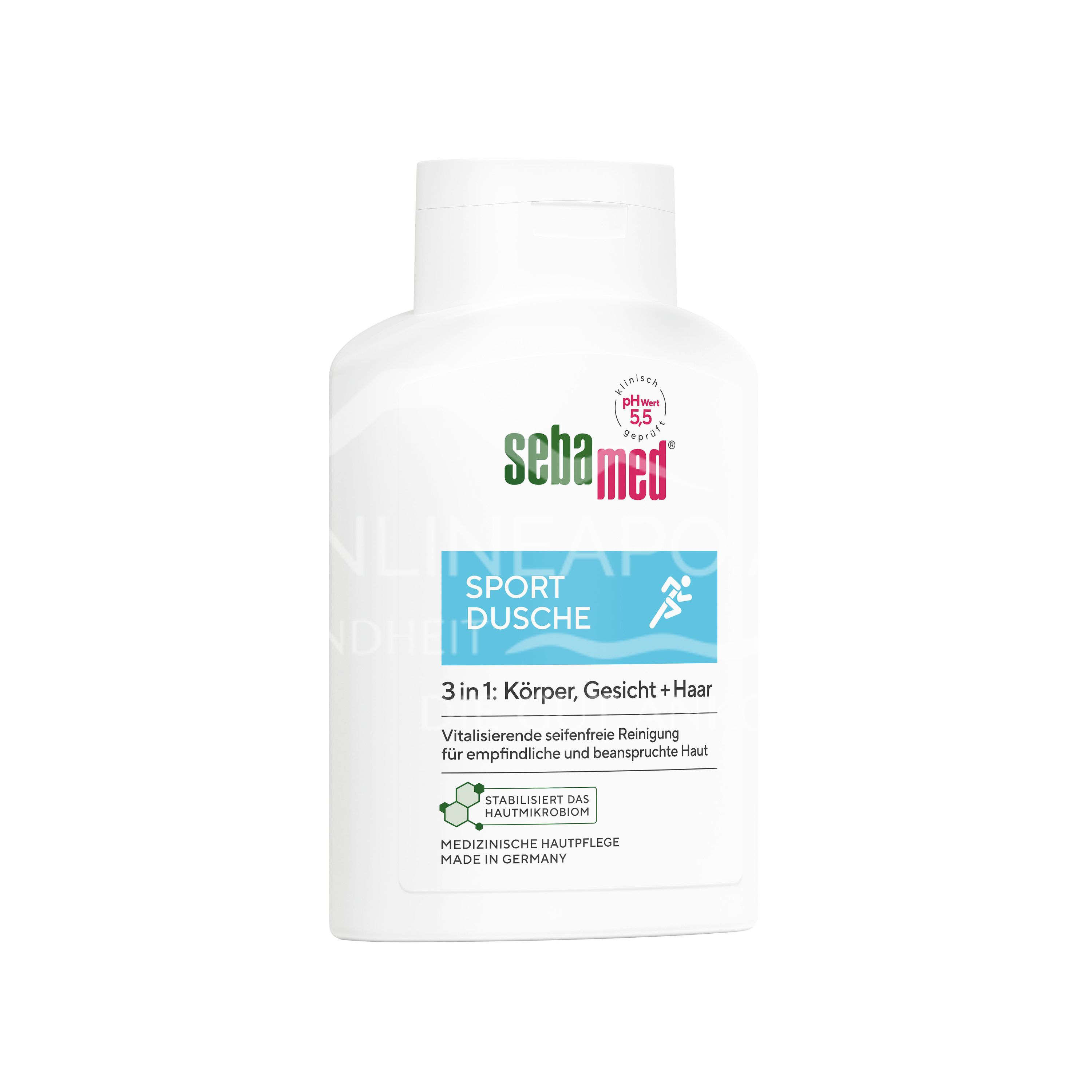 sebamed sports shower 3 in 1 for body, face + hair