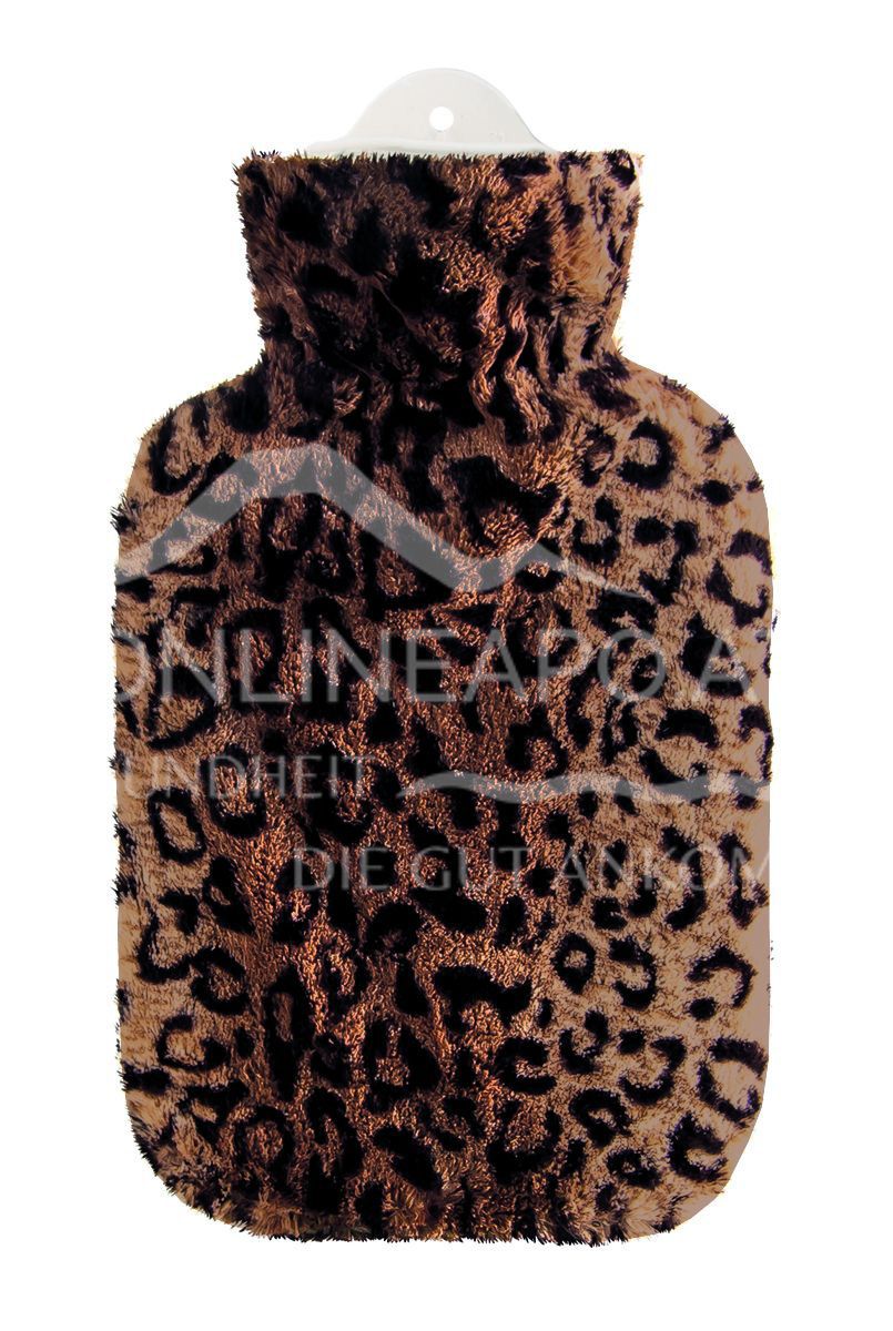 Singer hot water bottle plush cover leopard - 2,0L