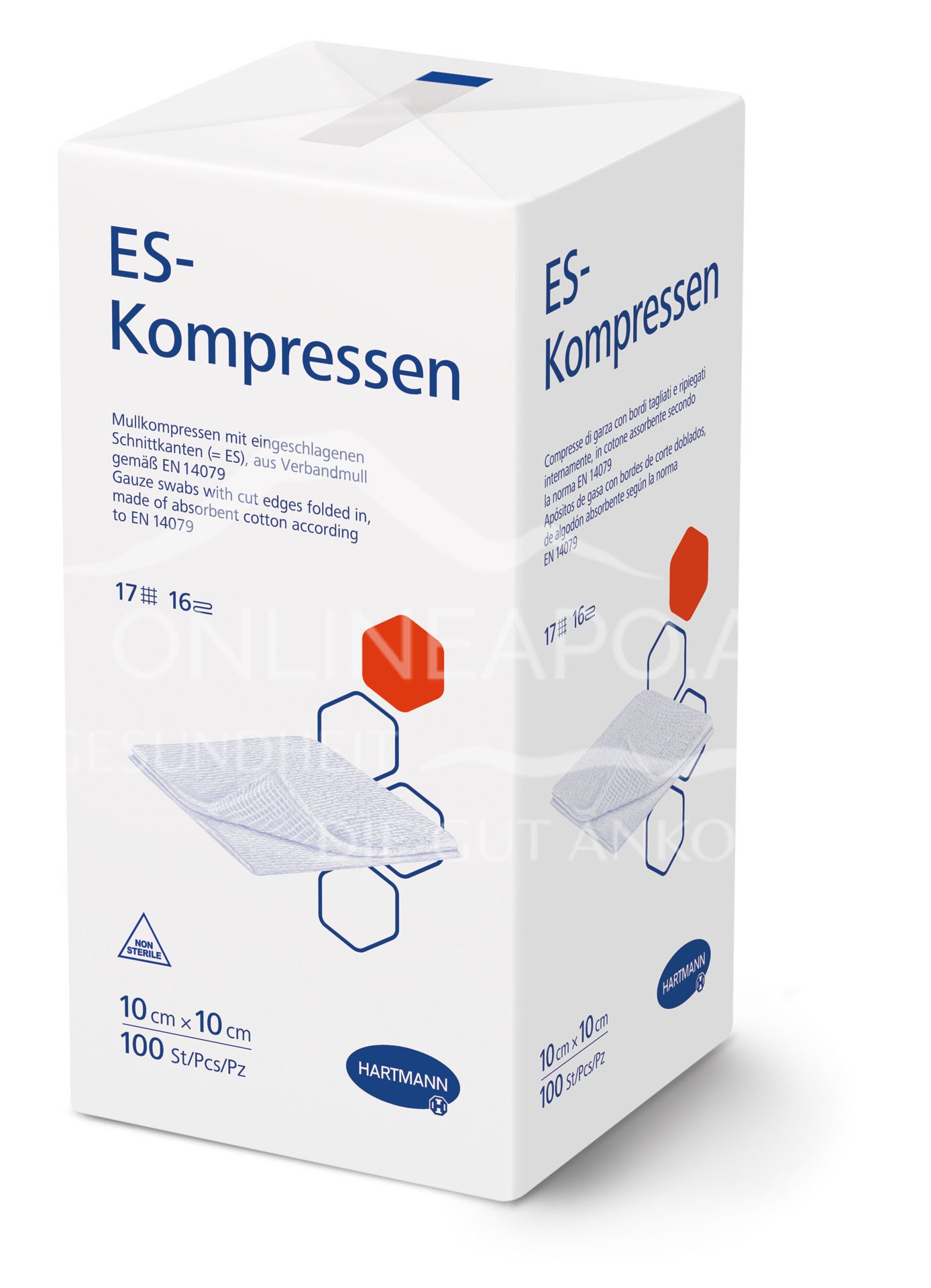 ES compresses 16-fold, non-sterile, 10 x 10 cm